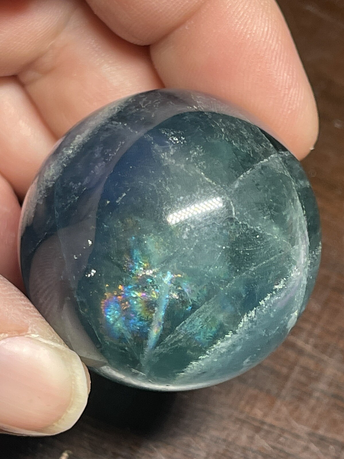 Blue Green Fluorite Mini Sphere Ball Orb Marble 34.6mm 71g