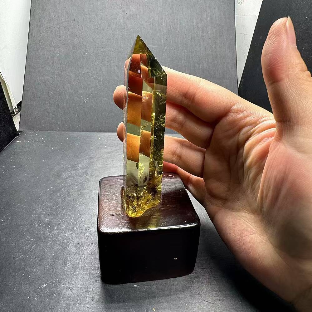 240g Natural Citrine Quartz Obelisk Energy Crystal Tower Point Reiki+Stand