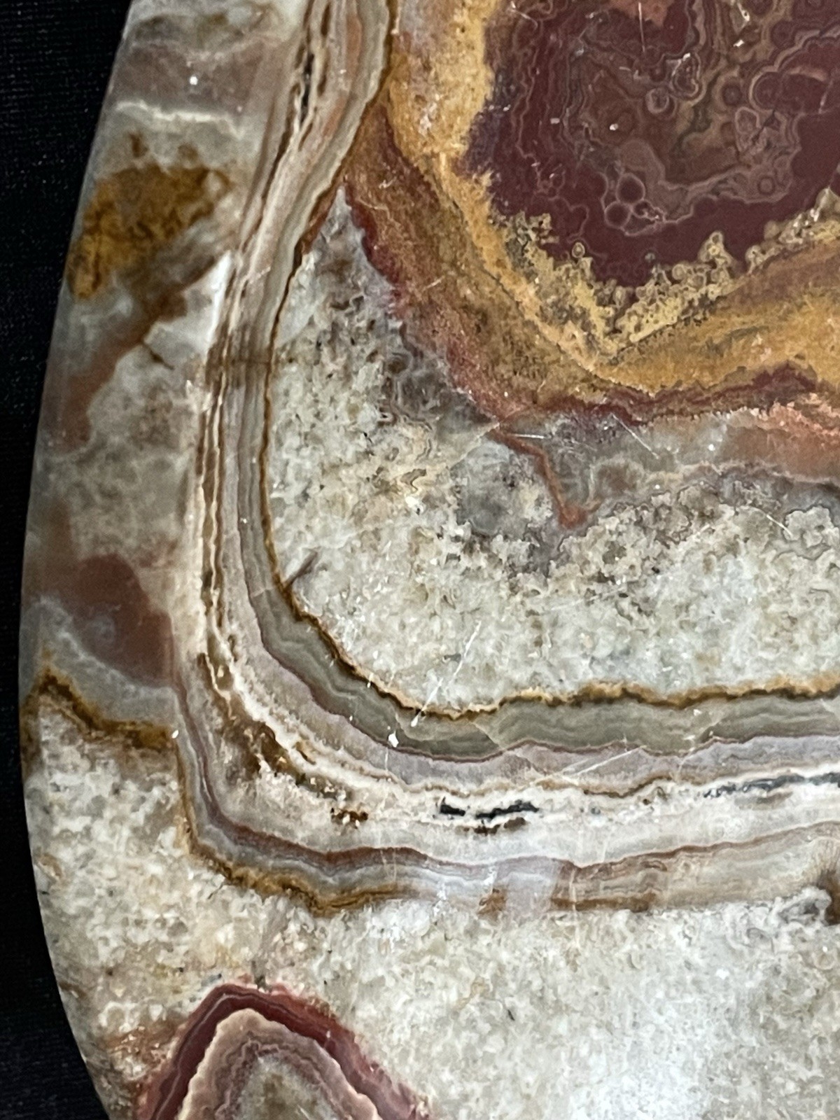 Carved And Polished Stone Dish Crazy Lace Agate Oval Jewelry Dish Cufflinks Tray