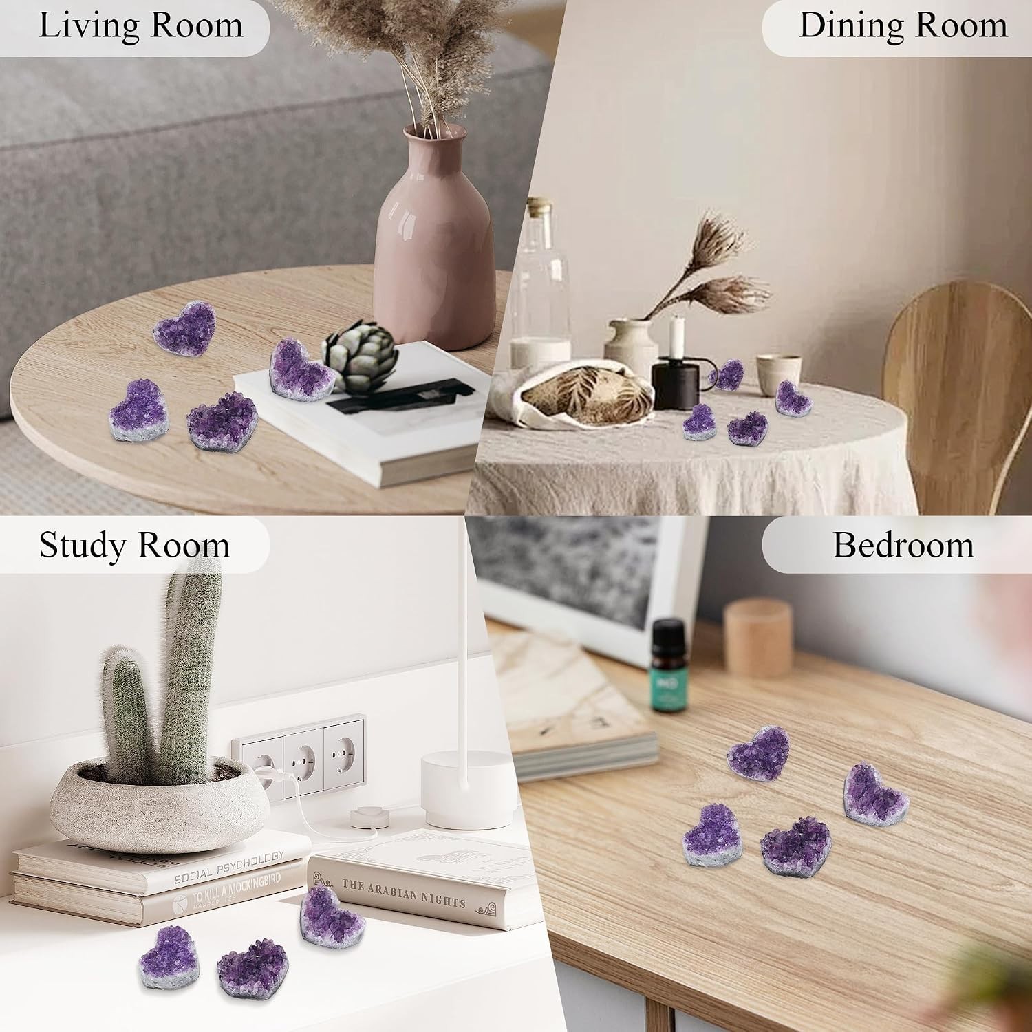Amethyst Crystals and Healing Stones Heart Shaped Rocks Meaningful Birthday G…