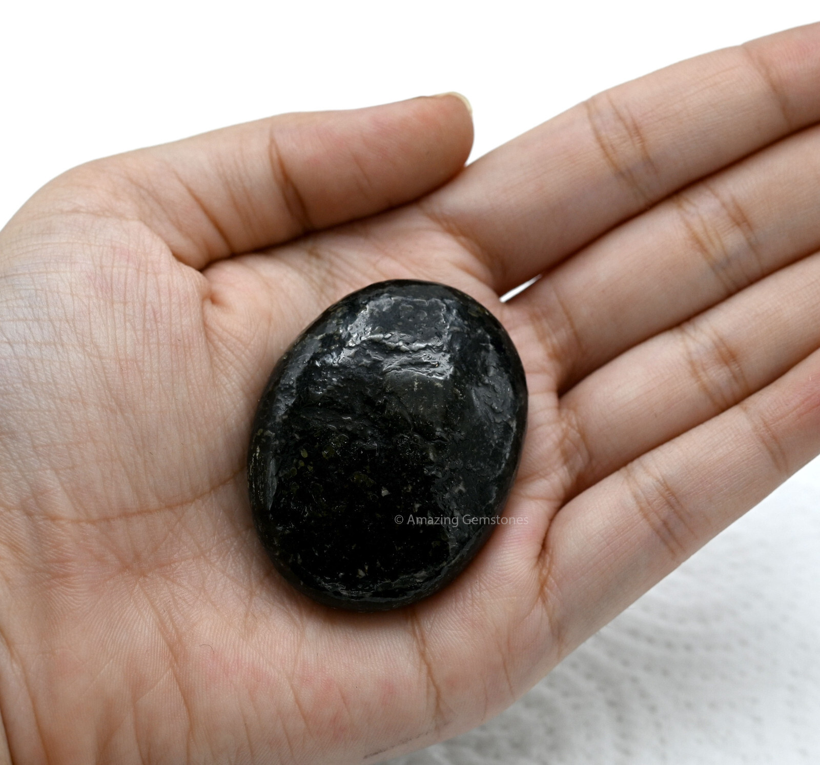 Nuummite Crystal Palm Stone