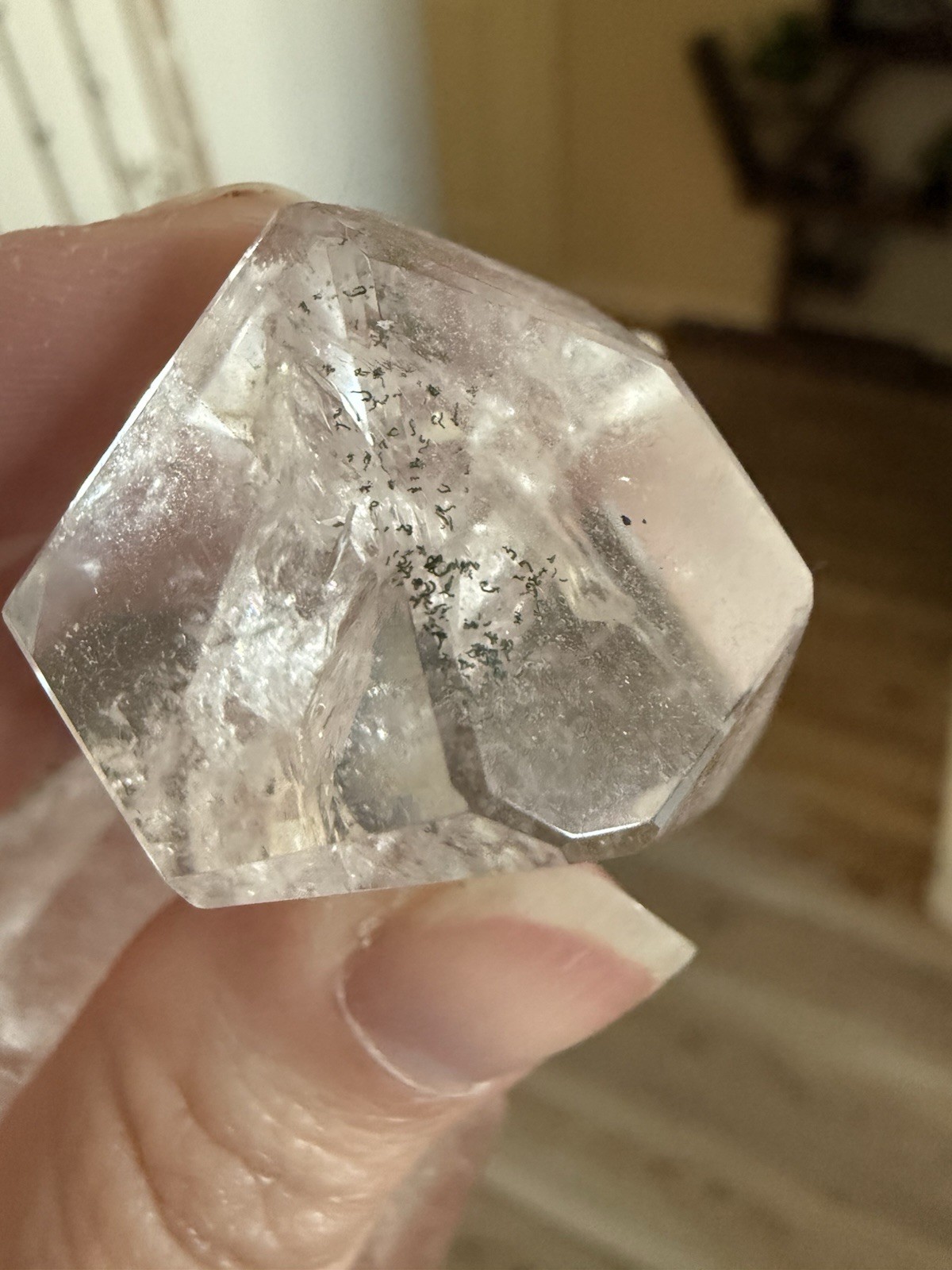 Lot Of 2 Faceted Polished HQ Clear Quartz Crystal Freeforms W/ Rainbows