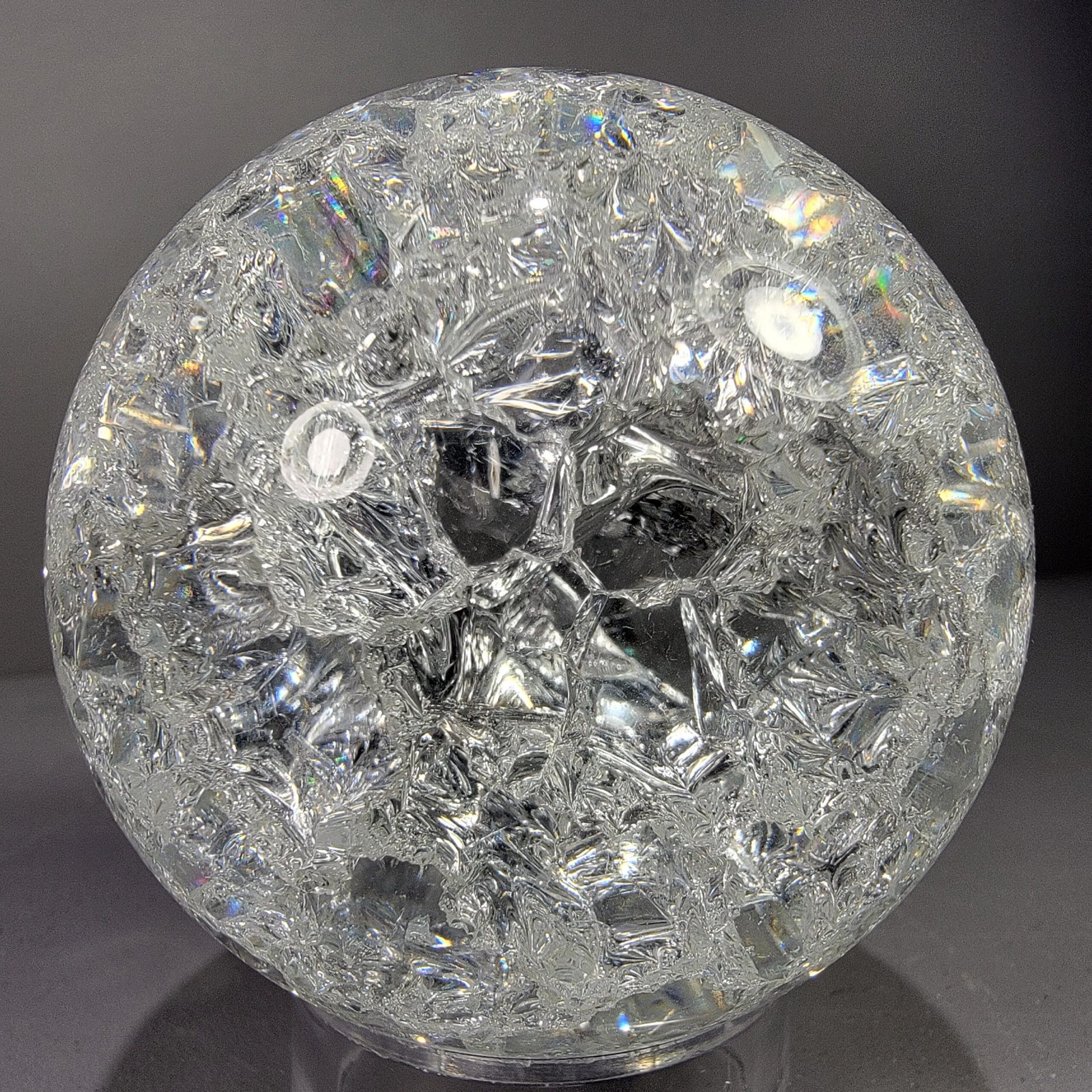 80mm Crackle Crystal Ball, Clear Glass Ball, 3.15 inch