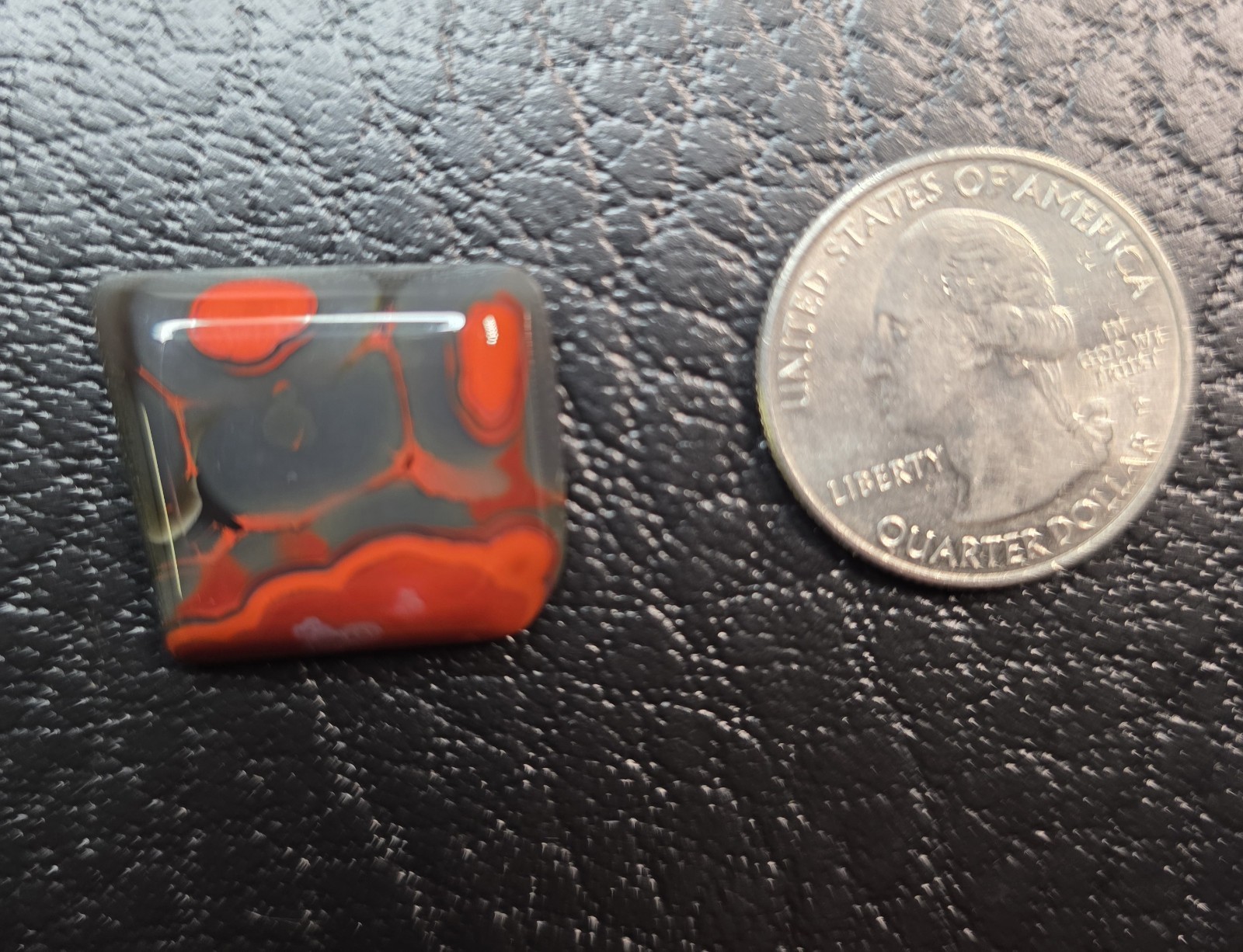 Rare banded Red Black Dark Gray Kentucky Agate Cabochon Ready to set #C-16