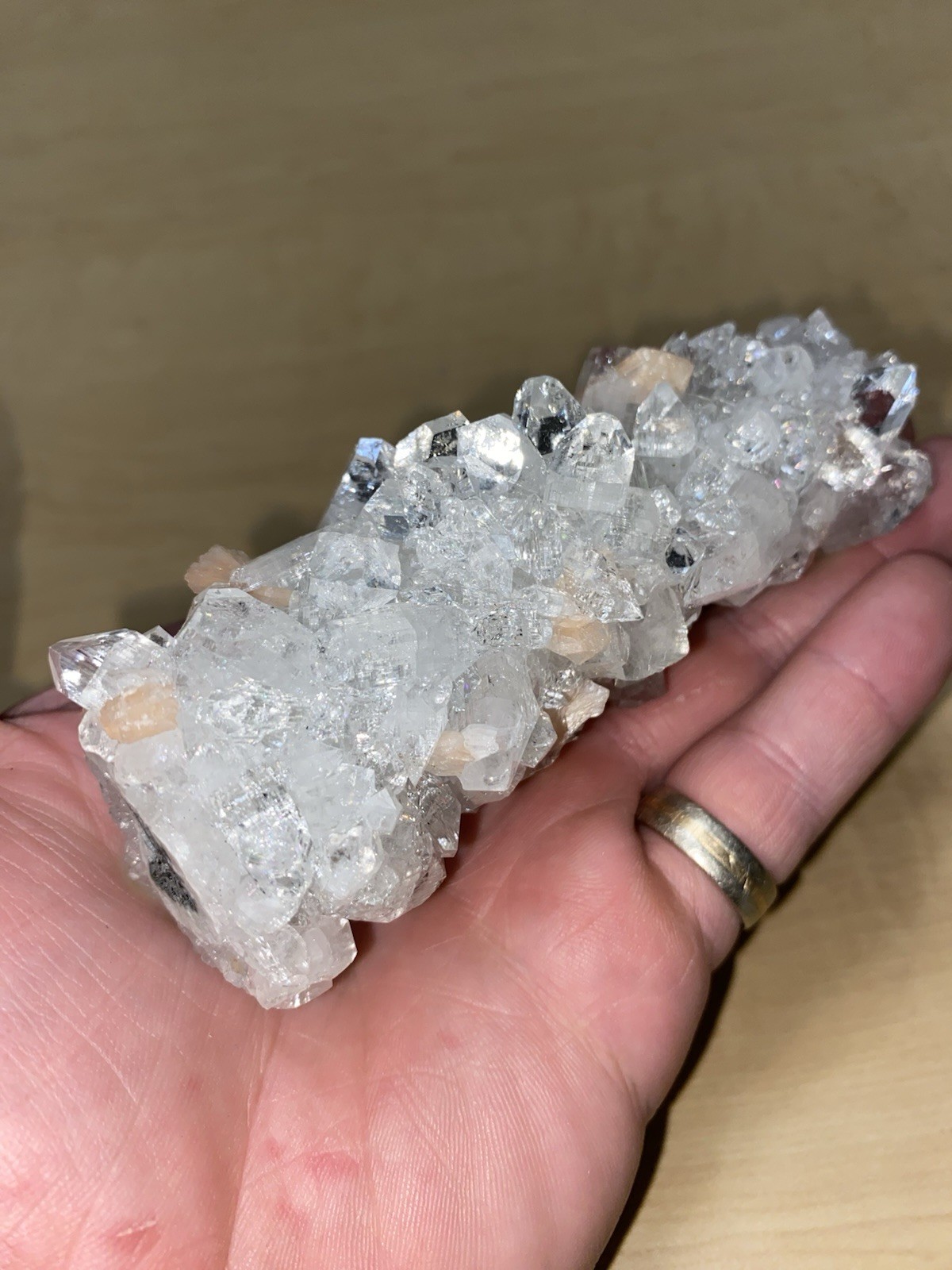 Apophyllite And peach Stilbite Stalactite, Indonesia Minerals