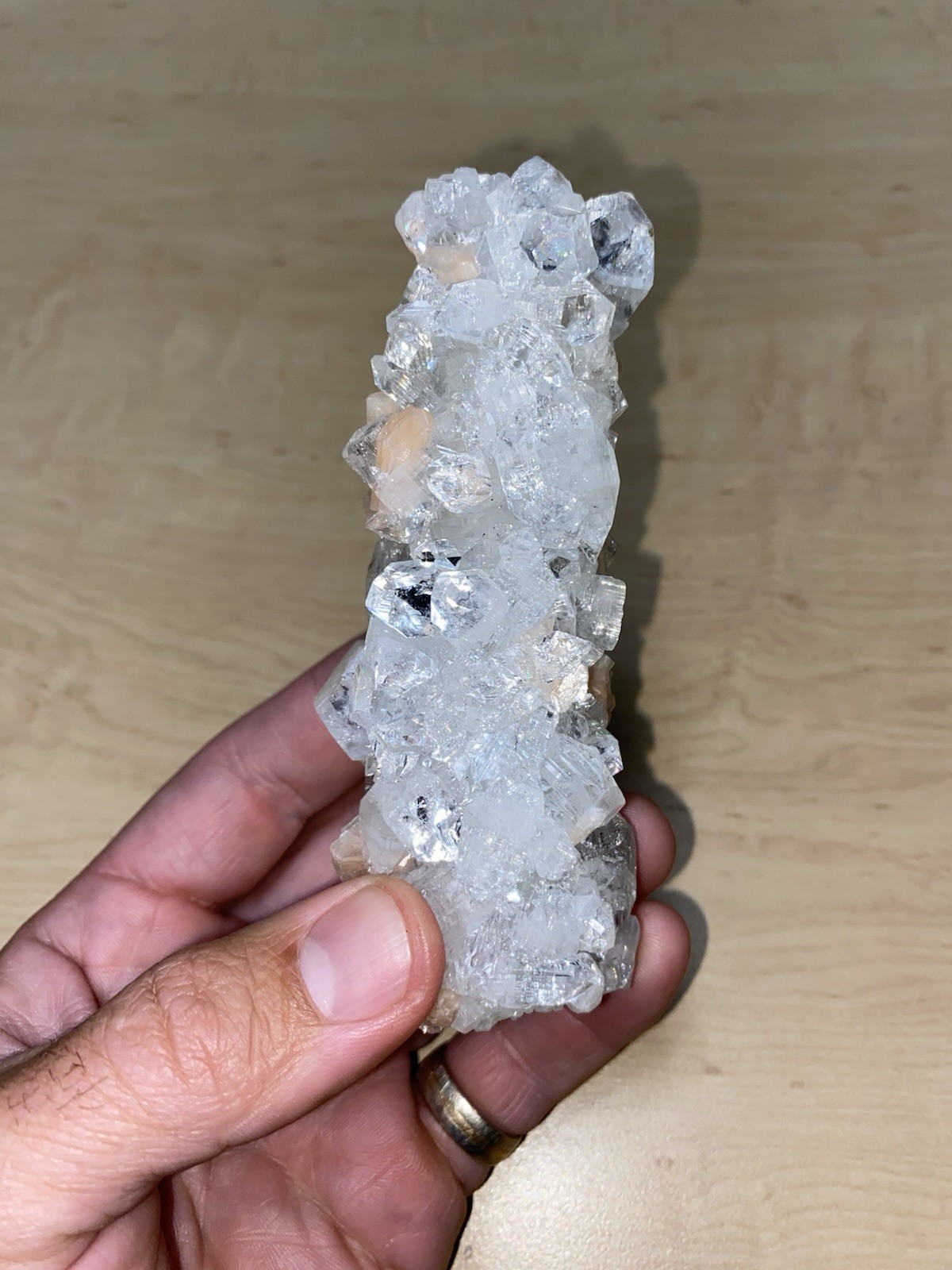 Apophyllite And peach Stilbite Stalactite, Indonesia Minerals