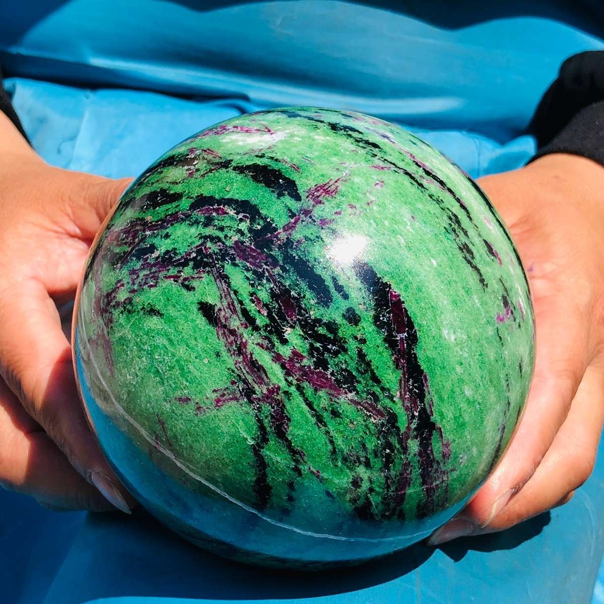 5.67 LB Large Natural Ruby Zoisite Sphere Crystal Healing Stone Specimen 5158