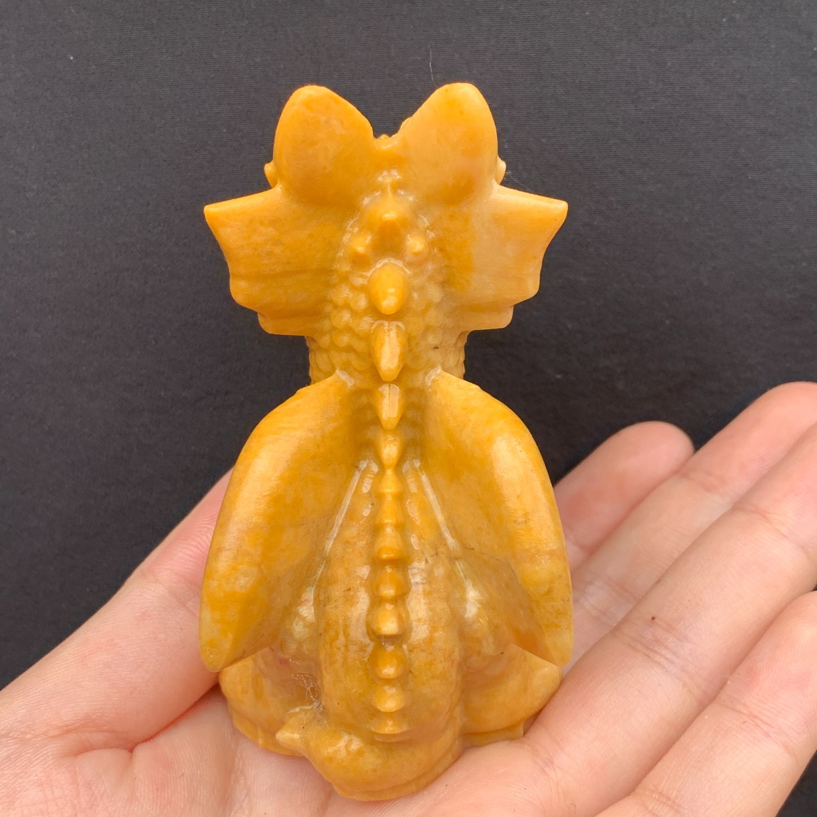 1pc Natural Yellow Jade Quartz Carved Little Dragon Skull Crystal Reiki Decor