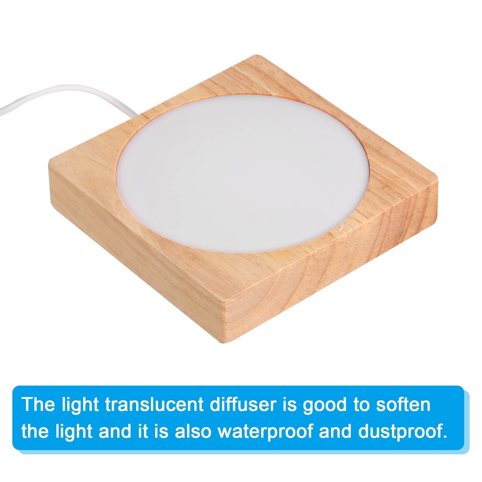 4 Inch Wooden Light Base, Wood Light Display Base Stand Lighting with Switch …