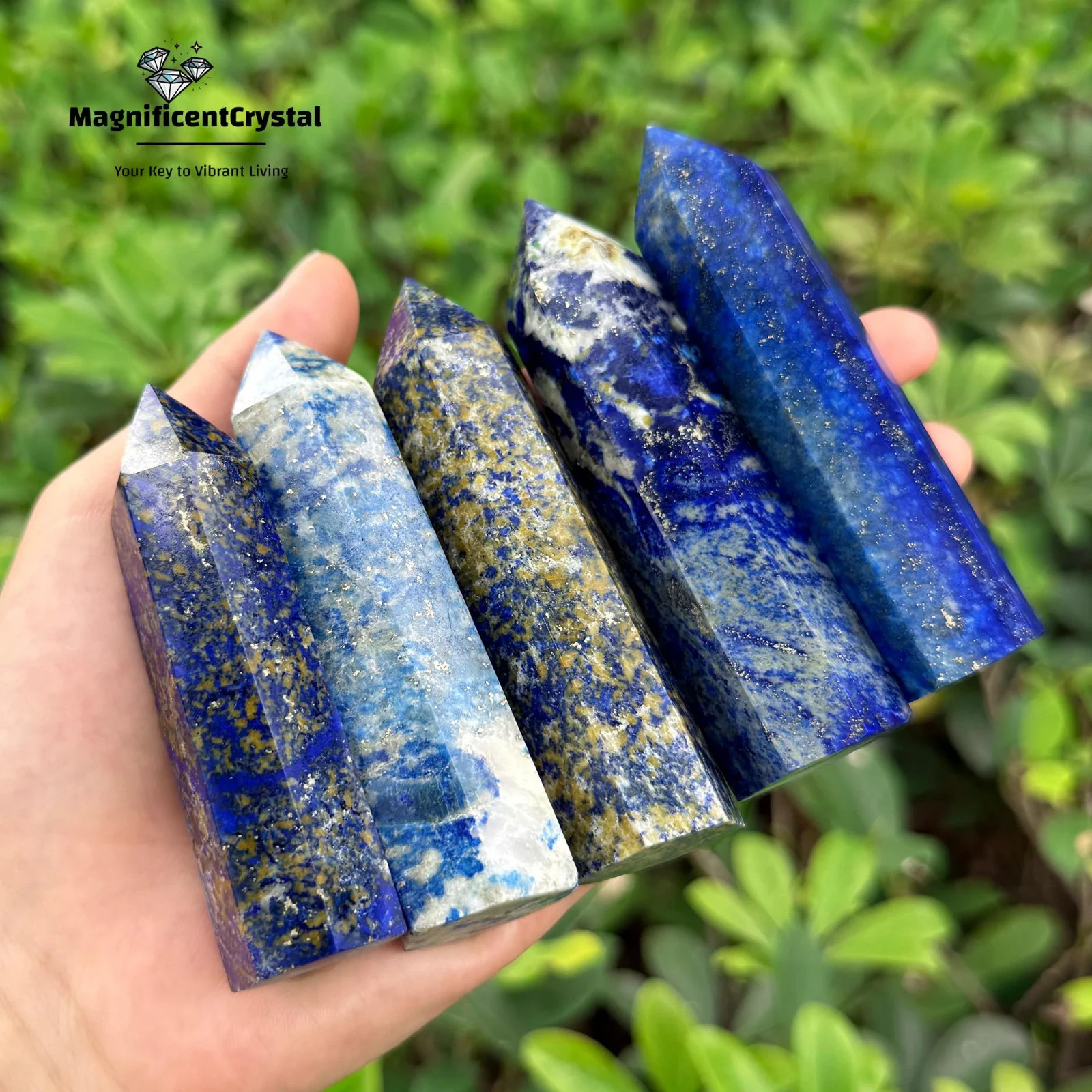 Genuine Lapis Lazuli Crystal Tower Point Healing Blue Gemstone Obelisk Wand Deco