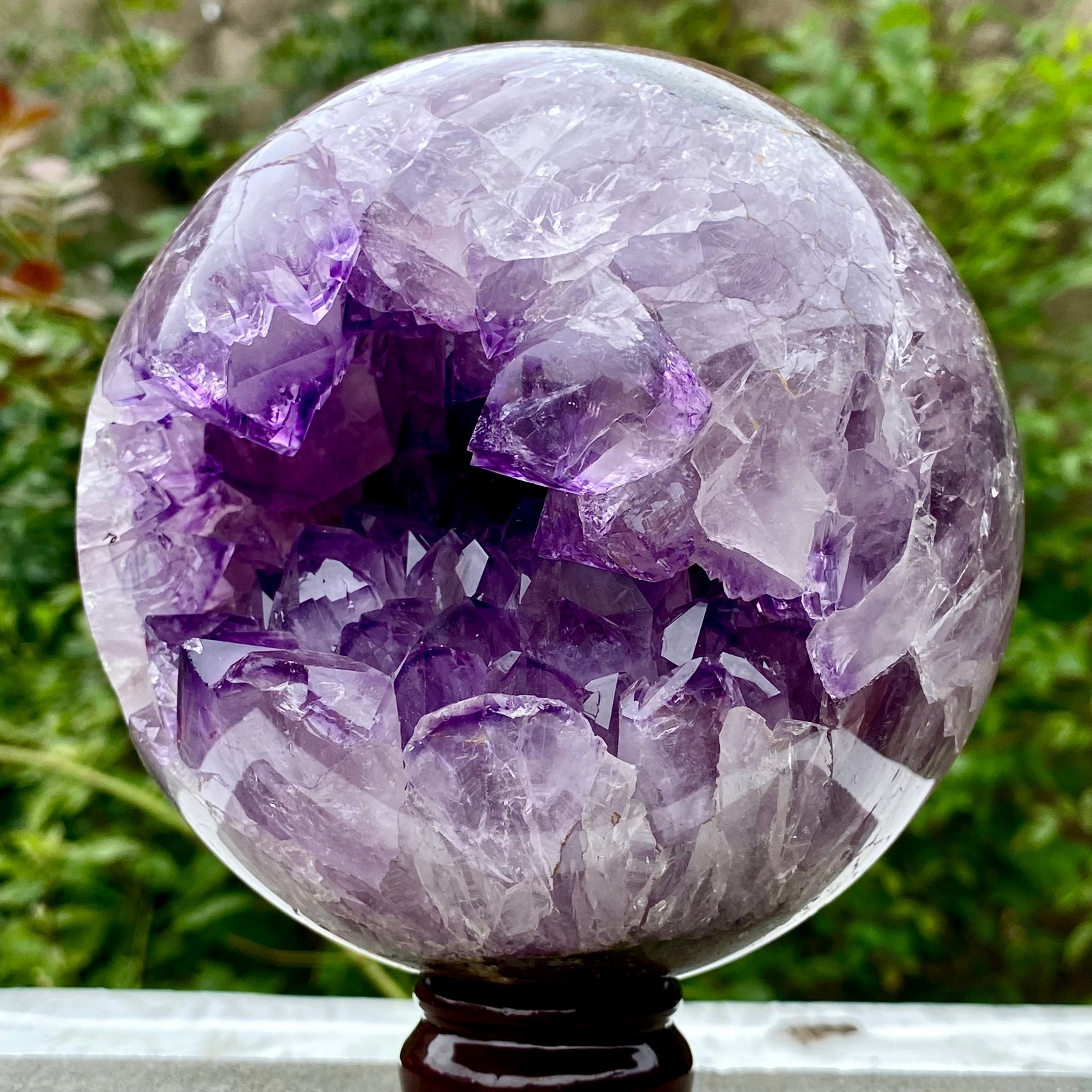 5.9LB Natural Amethyst Agate Sphere Polished Healing Crystal Ball Home Fe