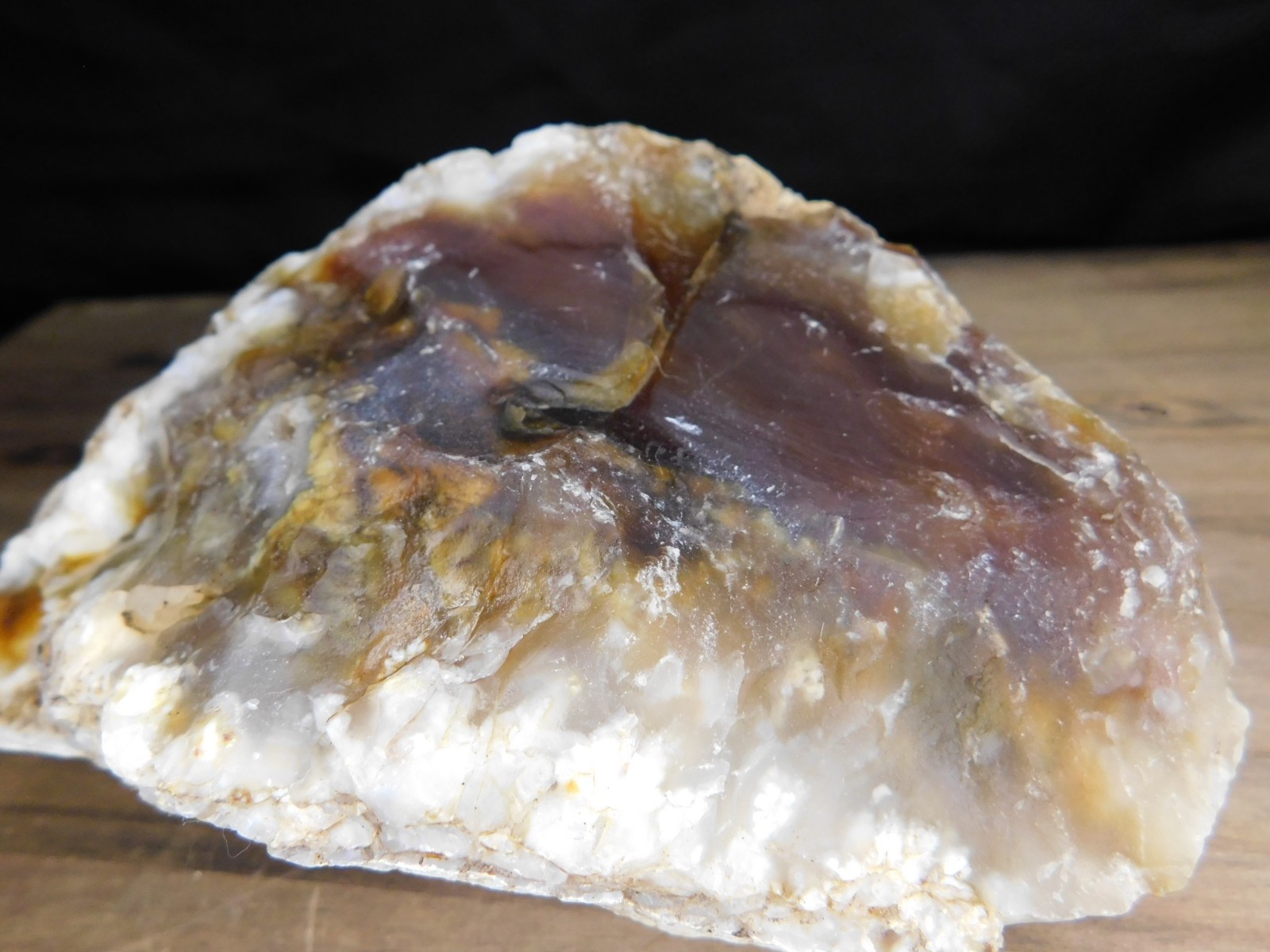 Dark Caramel Brown and White Agate 2 lbs. 9oz. Vintage
