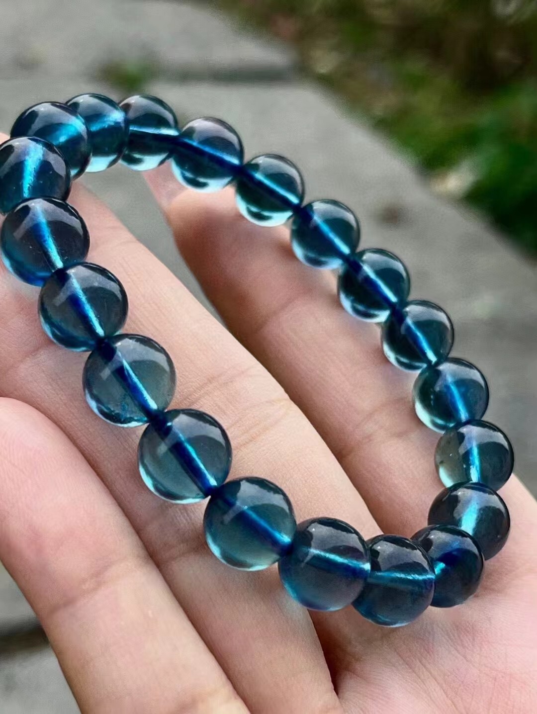 100% Natural Blue Ice Aquamarine Gemstone Round Beads Bracelet 10mm AAAAA
