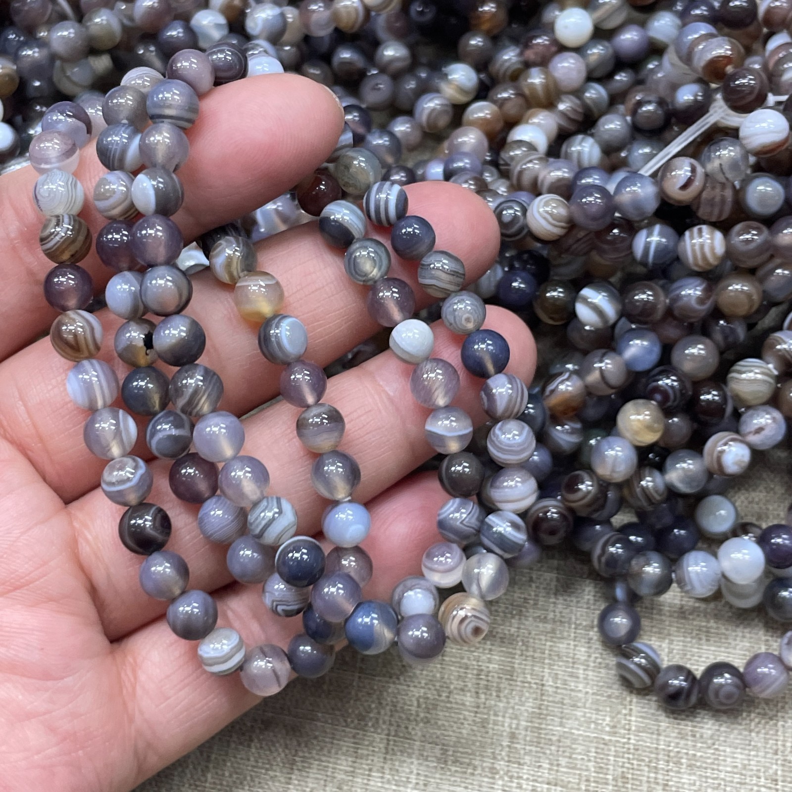 Wholesale 1 Pcs Persian agate Stone ball beads 6mm 7.5″ crystal Stretch Bracelet