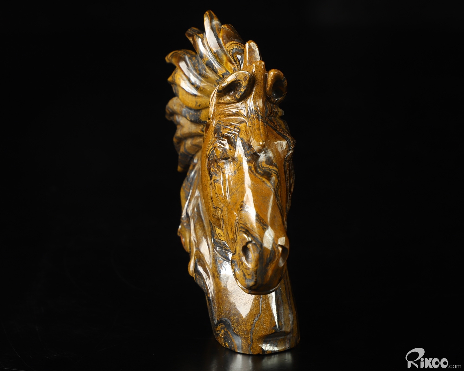 3.7″ Tiger Iron Eye Hand Carved Crystal Horse Sculpture, Crystal Healing