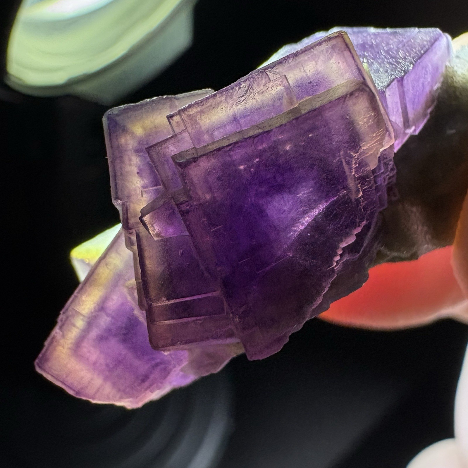 AAA+ Step-Edged Fluorite Recursive Growth Geometric Phantom Raw Mineral Crystal