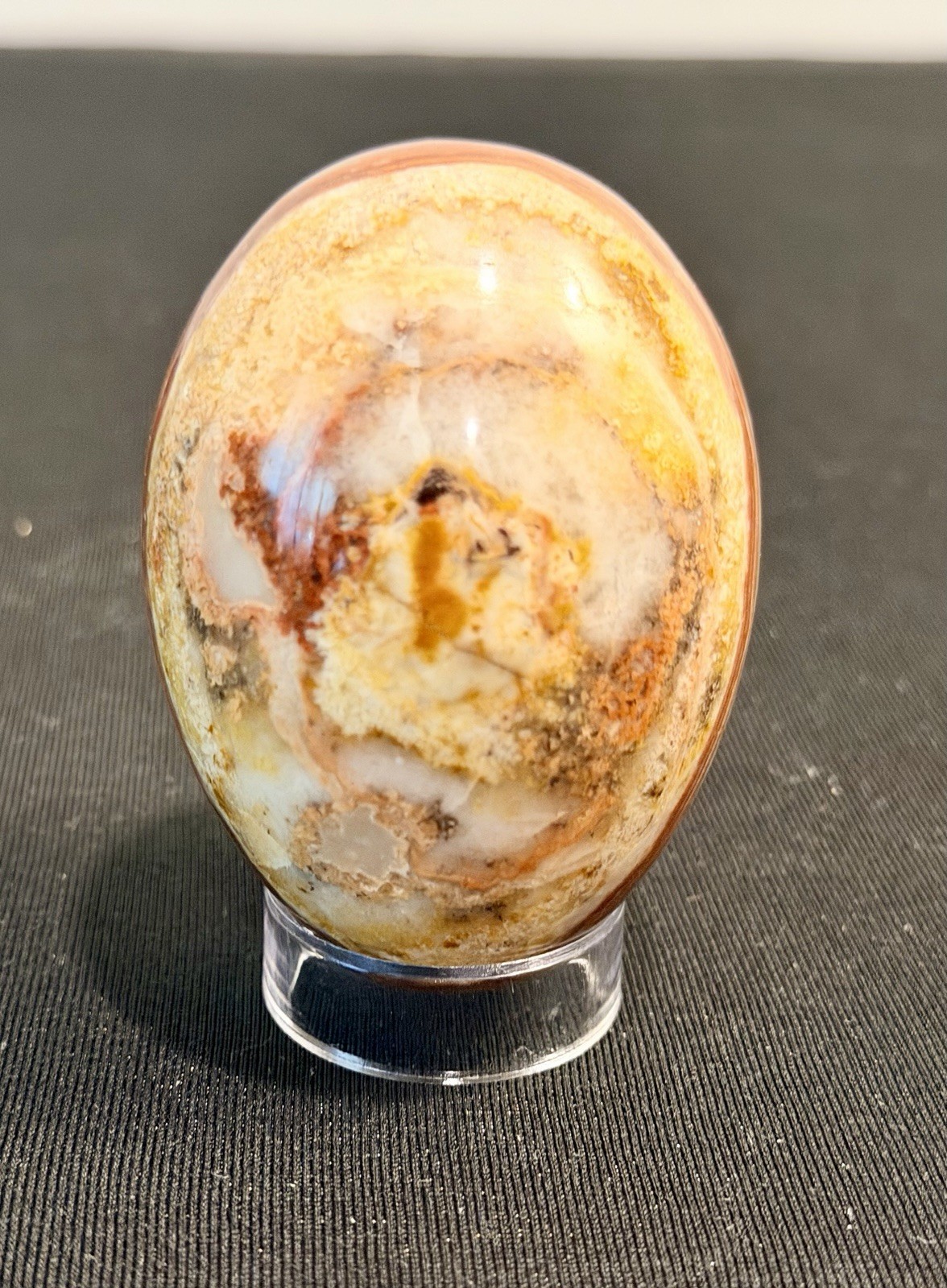 Polished Banded Agate Egg 3”Carnelian Sardonyx Onyx Stone Stand