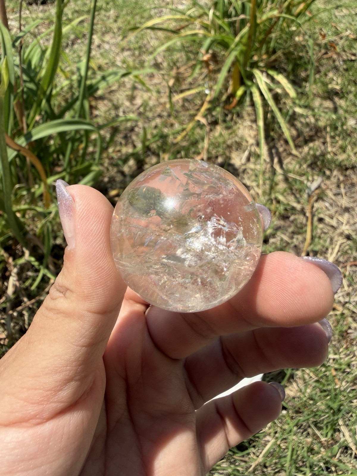 1pc Random Pick Clear Quartz Sphere, Smoky Clear Quartz Small Crystal Ball