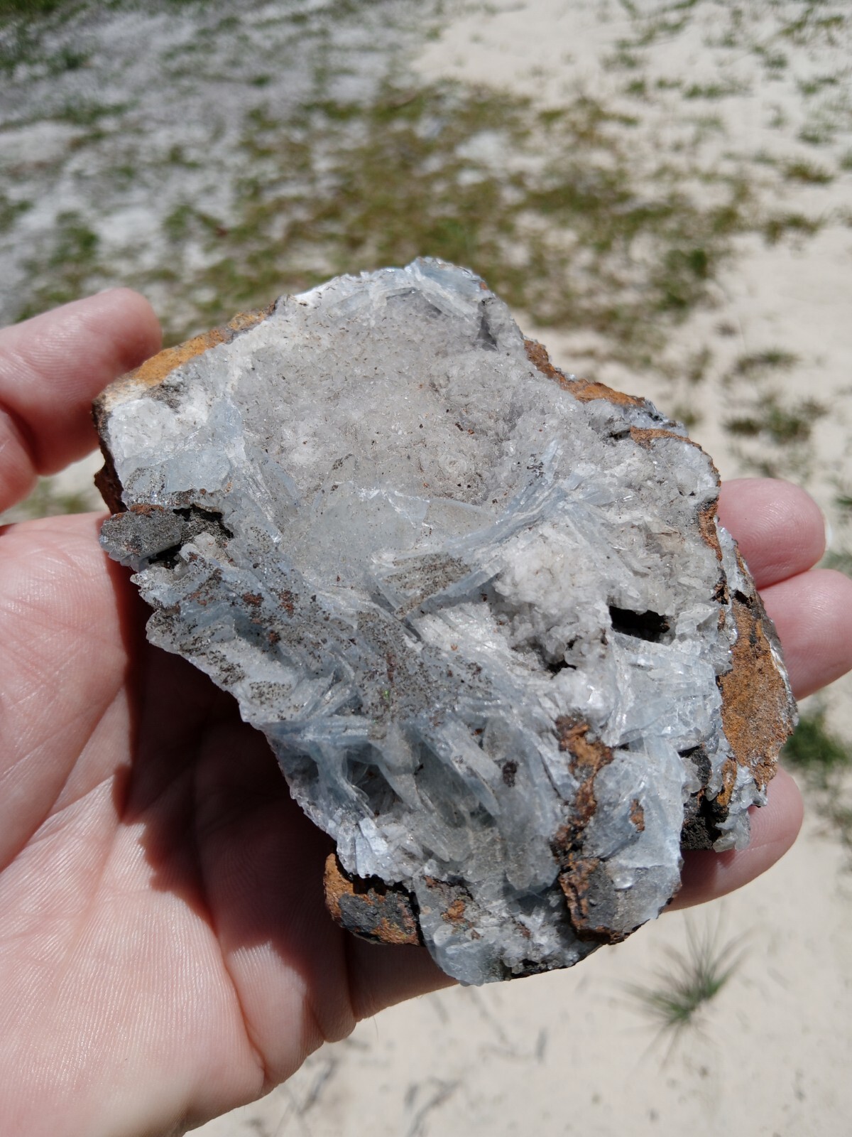 Beautiful Blue Barite Specimen! Sidi Laheen Mine Morocco ! 3.75″! 14 Ounces!