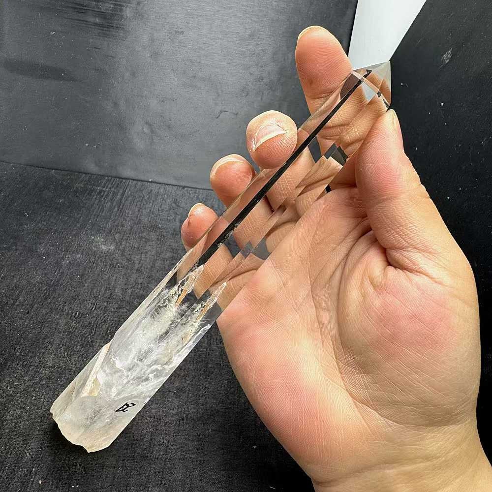 397g Natural White Quartz Obelisk Energy Crystal Point Wand Reiki Decor+Stand