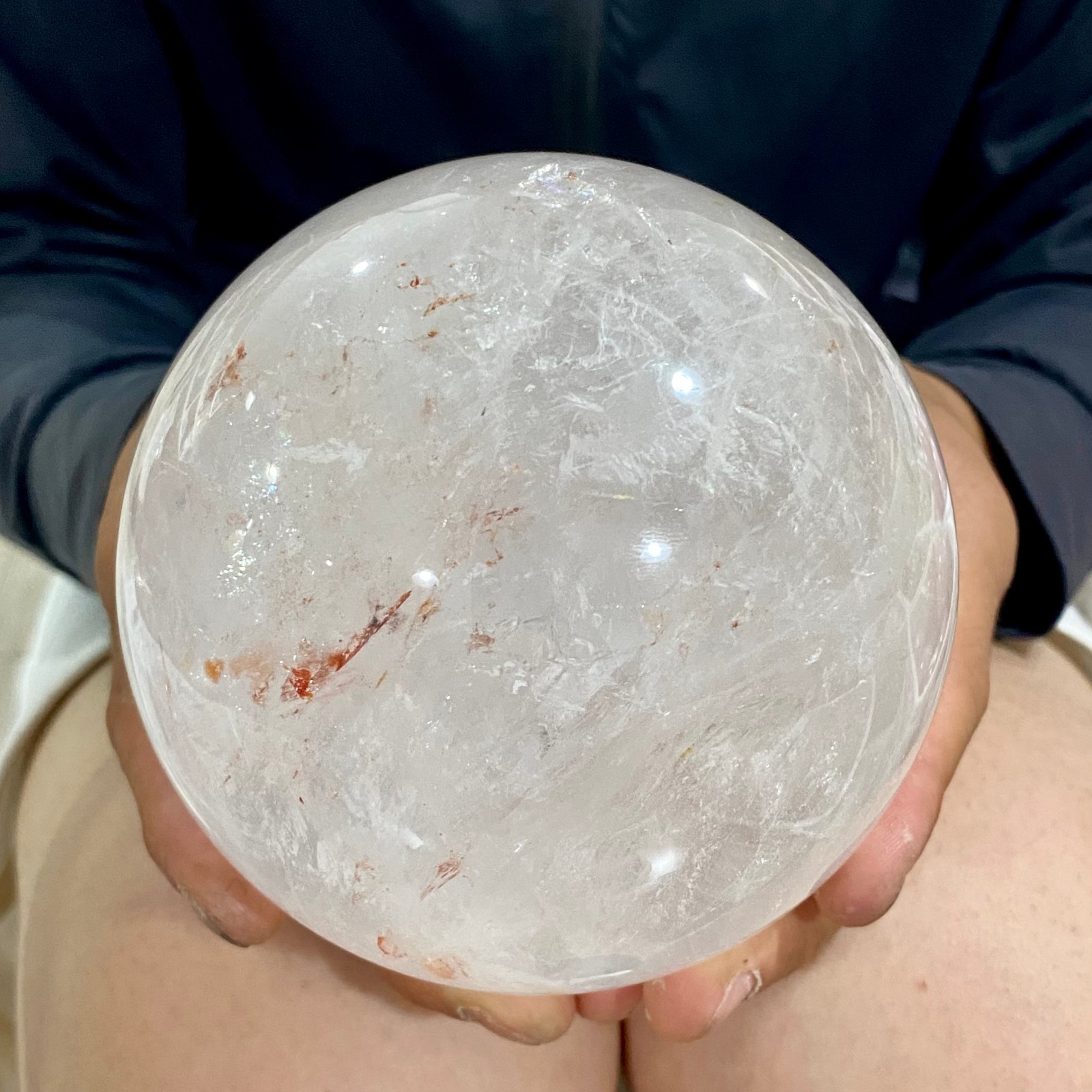3.94LB Natural White Crystal Clear Quartz Crystal Sphere Ball Healing
