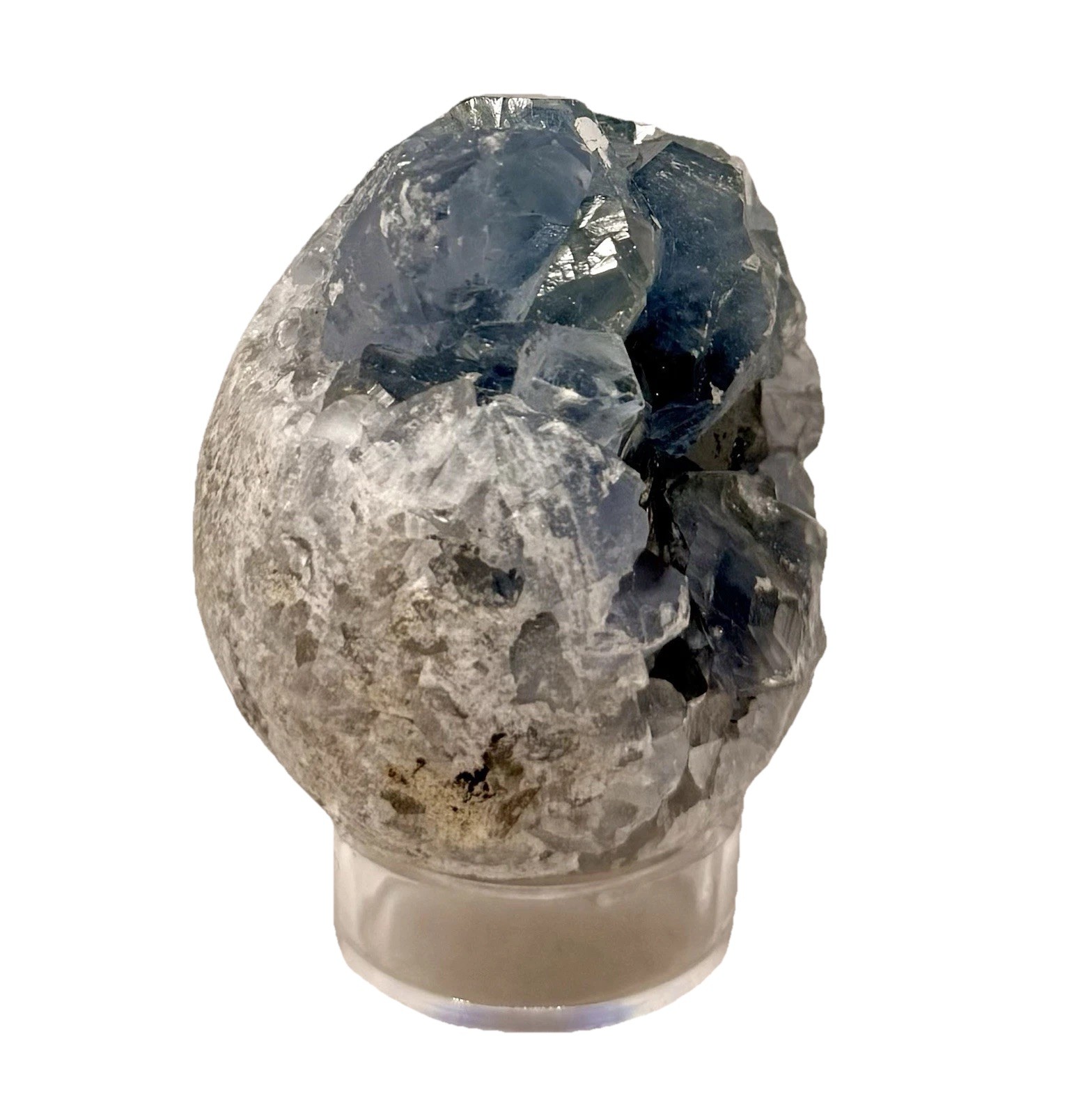 303g Celestite Cluster 2” Egg With Stand