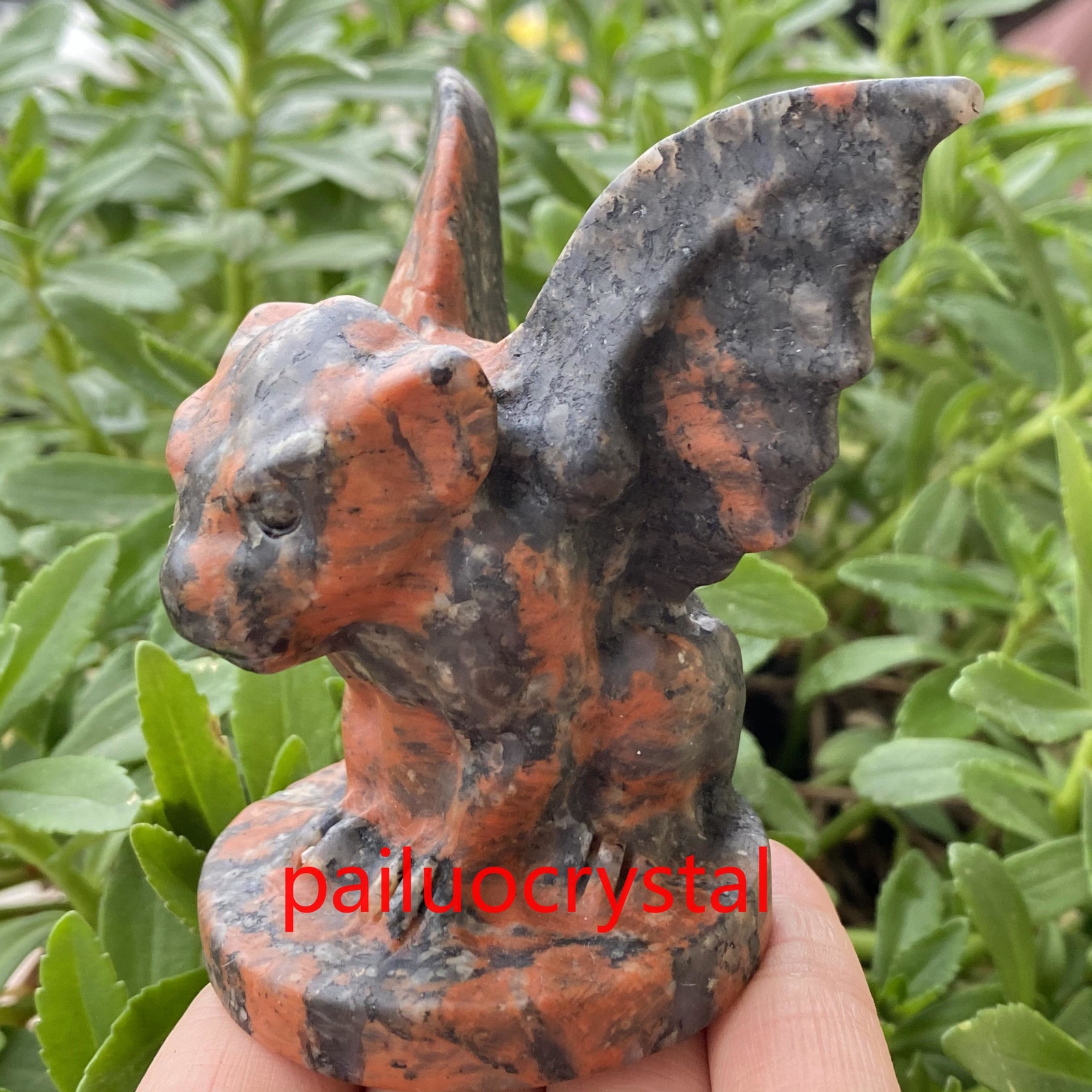 200g+ 1pc Natural Red Spectrolite Gargoyle Quartz Crystal Skull Figurines 3″