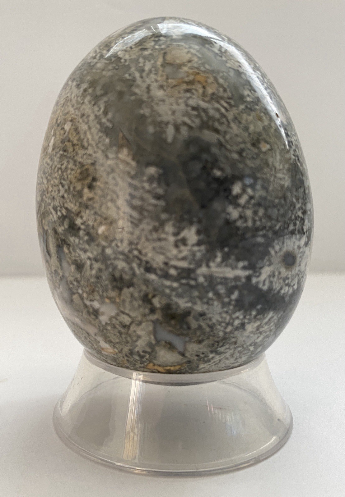 Natural Onyx Stone Egg With Stand Hand Polished Banded Agate Calcite Crystal