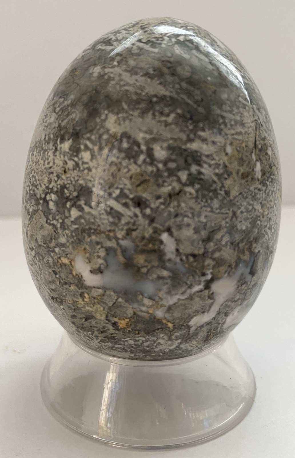 Natural Onyx Stone Egg With Stand Hand Polished Banded Agate Calcite Crystal