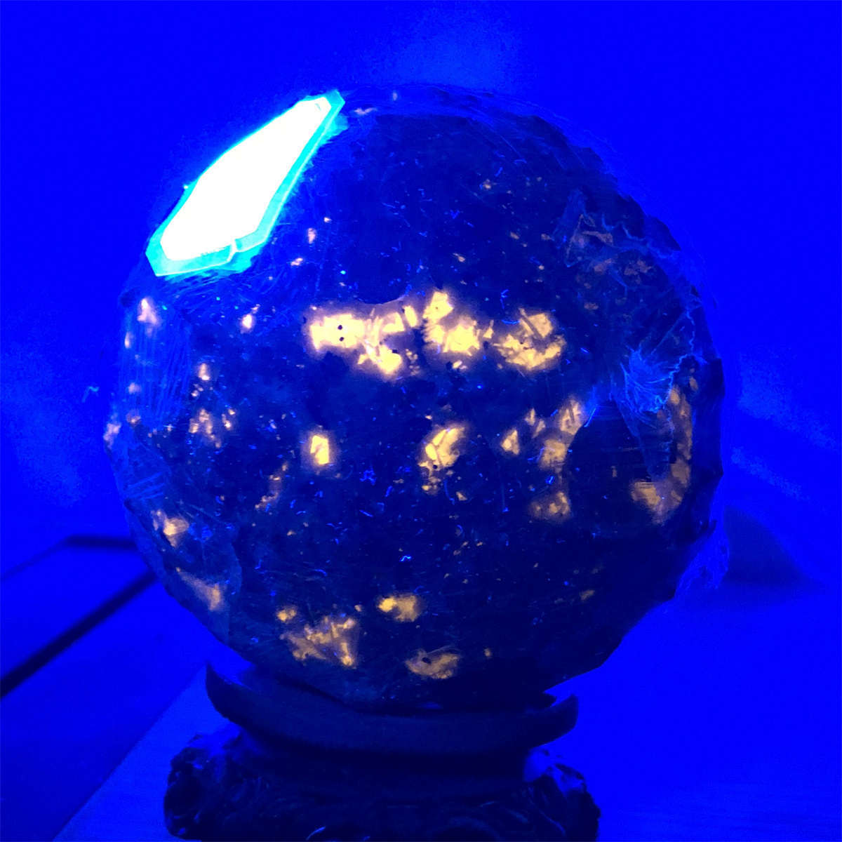 660g Natural Yooperlite Moon Quartz Crystal Sphere Reiki Crystal Ball Decor Gift