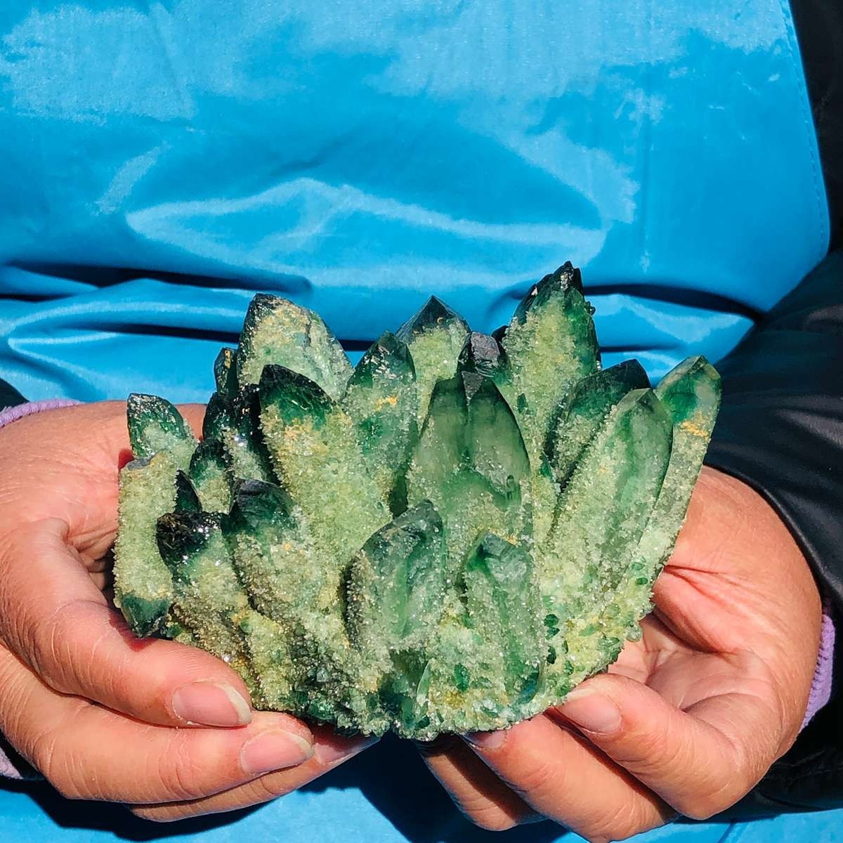 2 piece Lab-Grown Green Crystal Clusters Healing Energy Home Decor 3.03LB