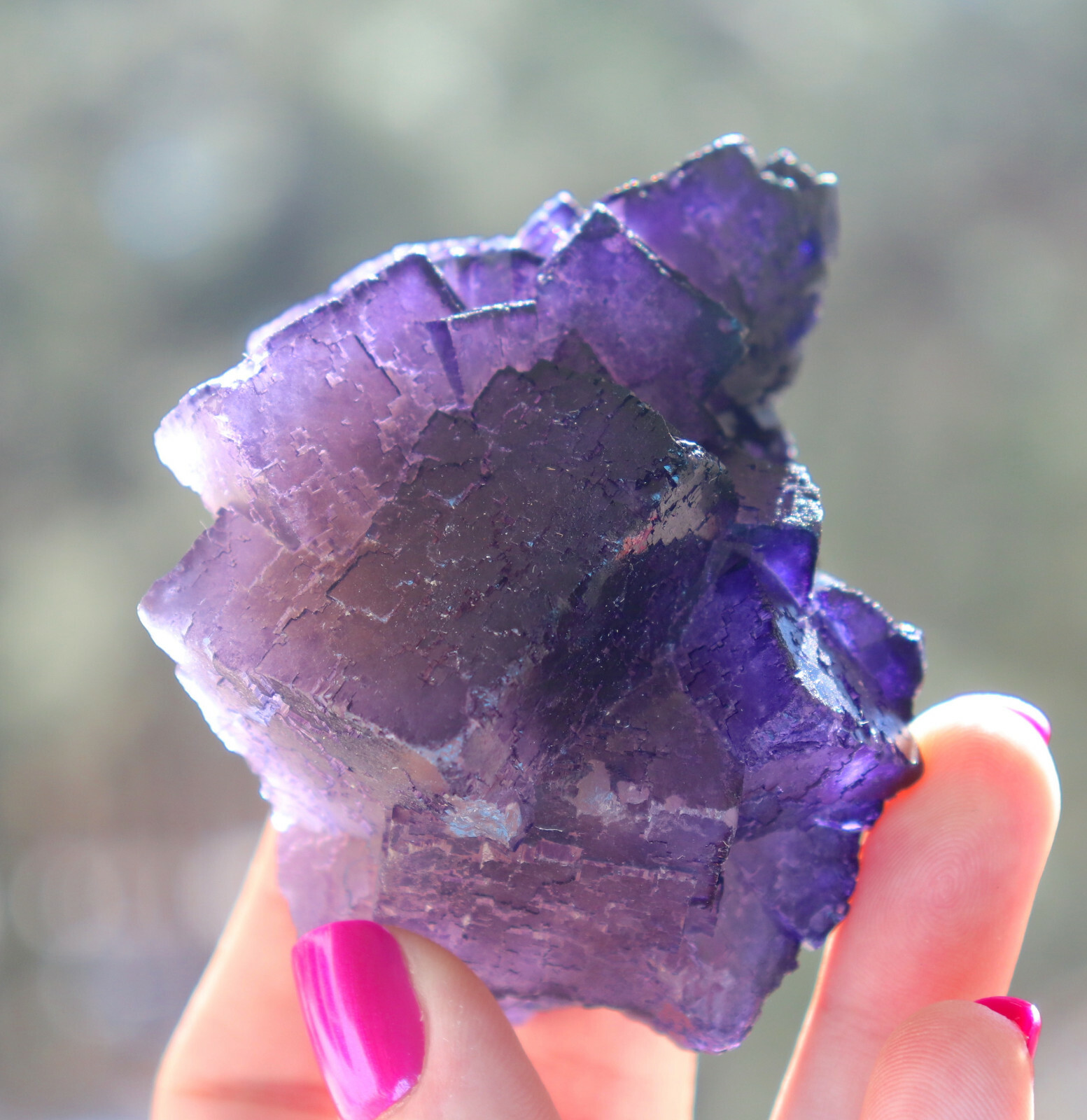 Purple Fluorite Super Brilliance Staircase Formation Mexico 7.0 Cms LQQK