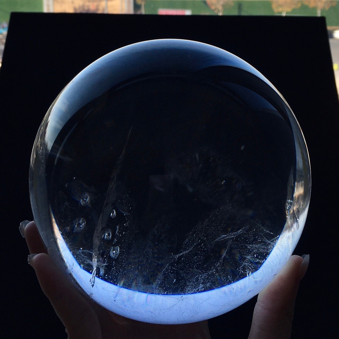 7.9LB Natural Amethyst Sphere Crystal Ball with Wood Stand Healing Feng Shui Dec