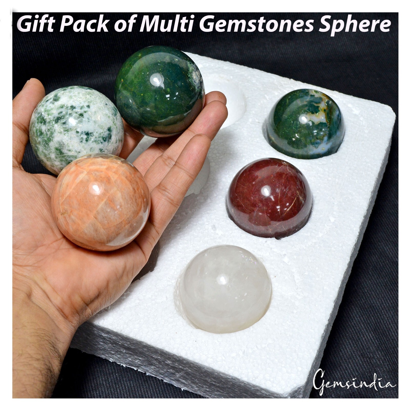 1.41 Kilo Natural Multi Gems Healing Crystal Mineral Sphere Lot 6 Pc With Stand