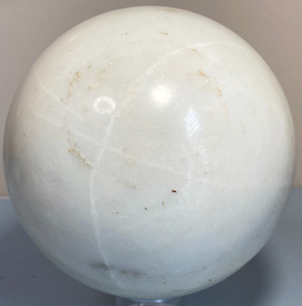 White Marble Polished Sphere over 5 inch over 11 lb from Brazil