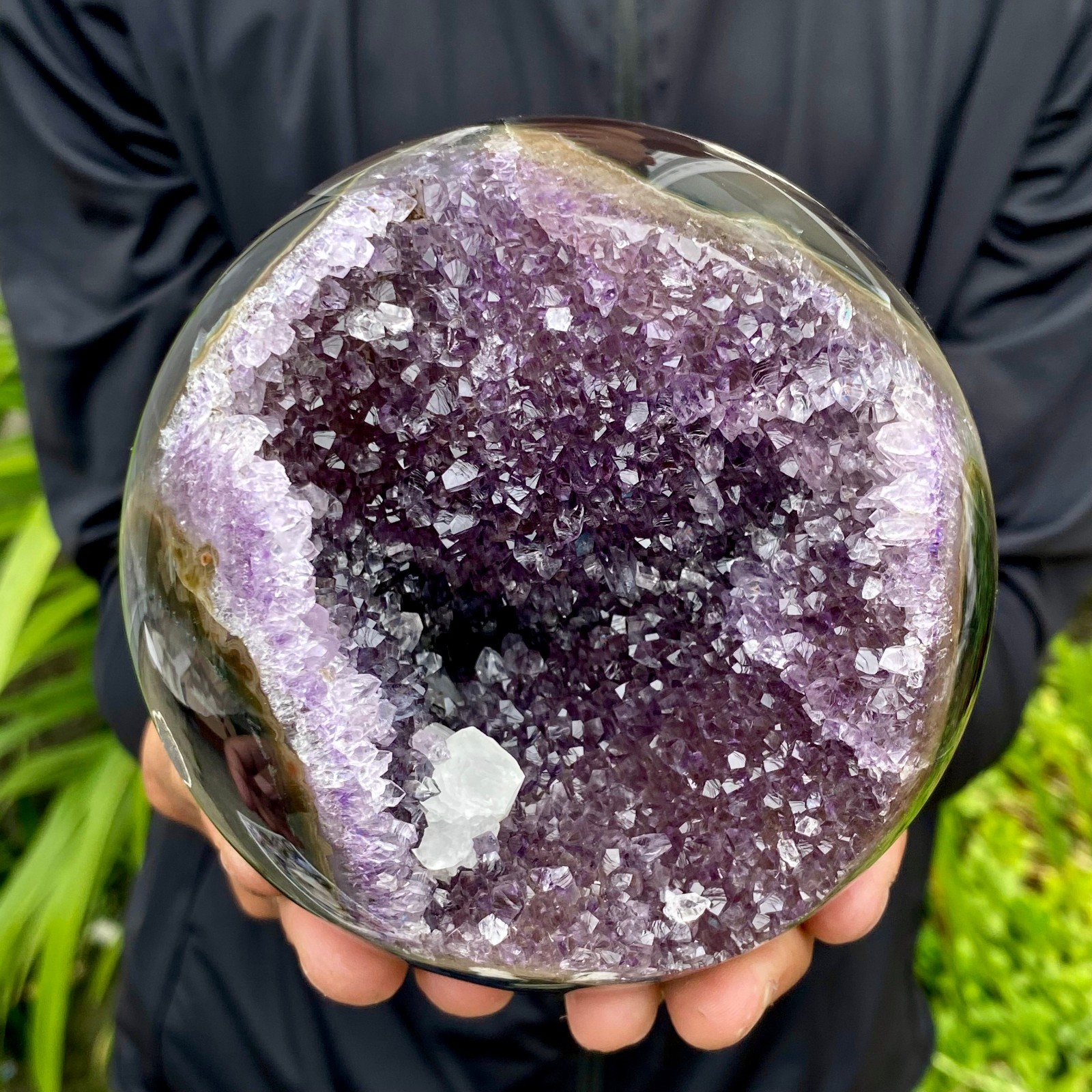 3.96LB Natural Amethyst Agate Ball Quartz Crystal Sphere reiki healing gem