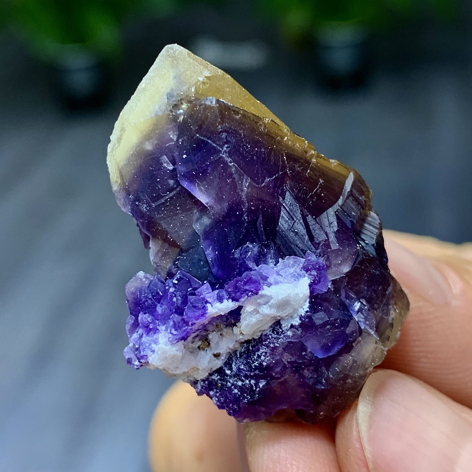 23G Rare transparent purple cubic fluorite mineral crystal sample/China