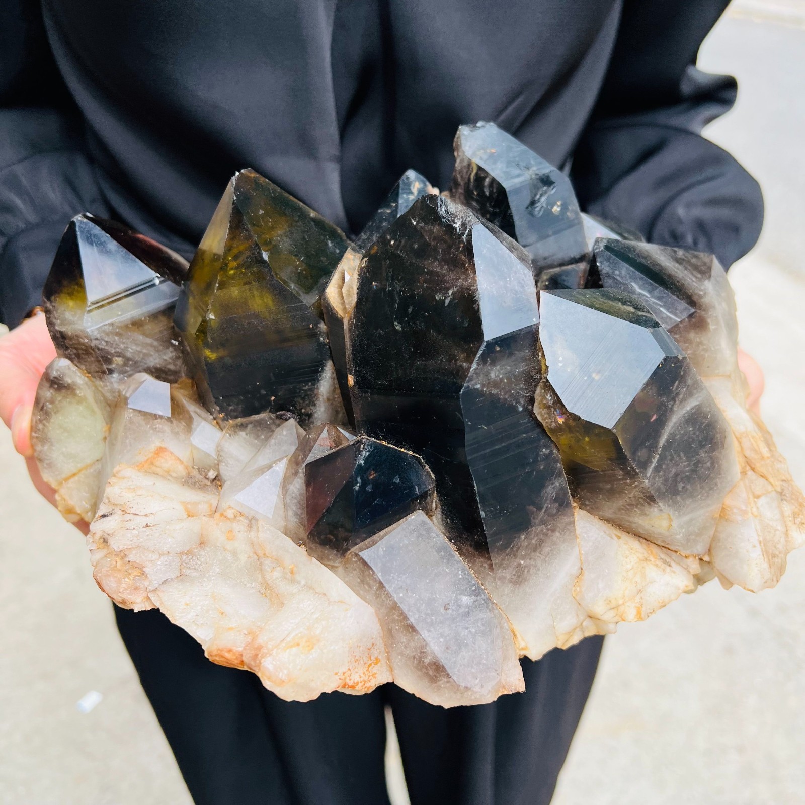 14.3LB natural Crystal black yellow clusters Aura Quartz Crystal Healing