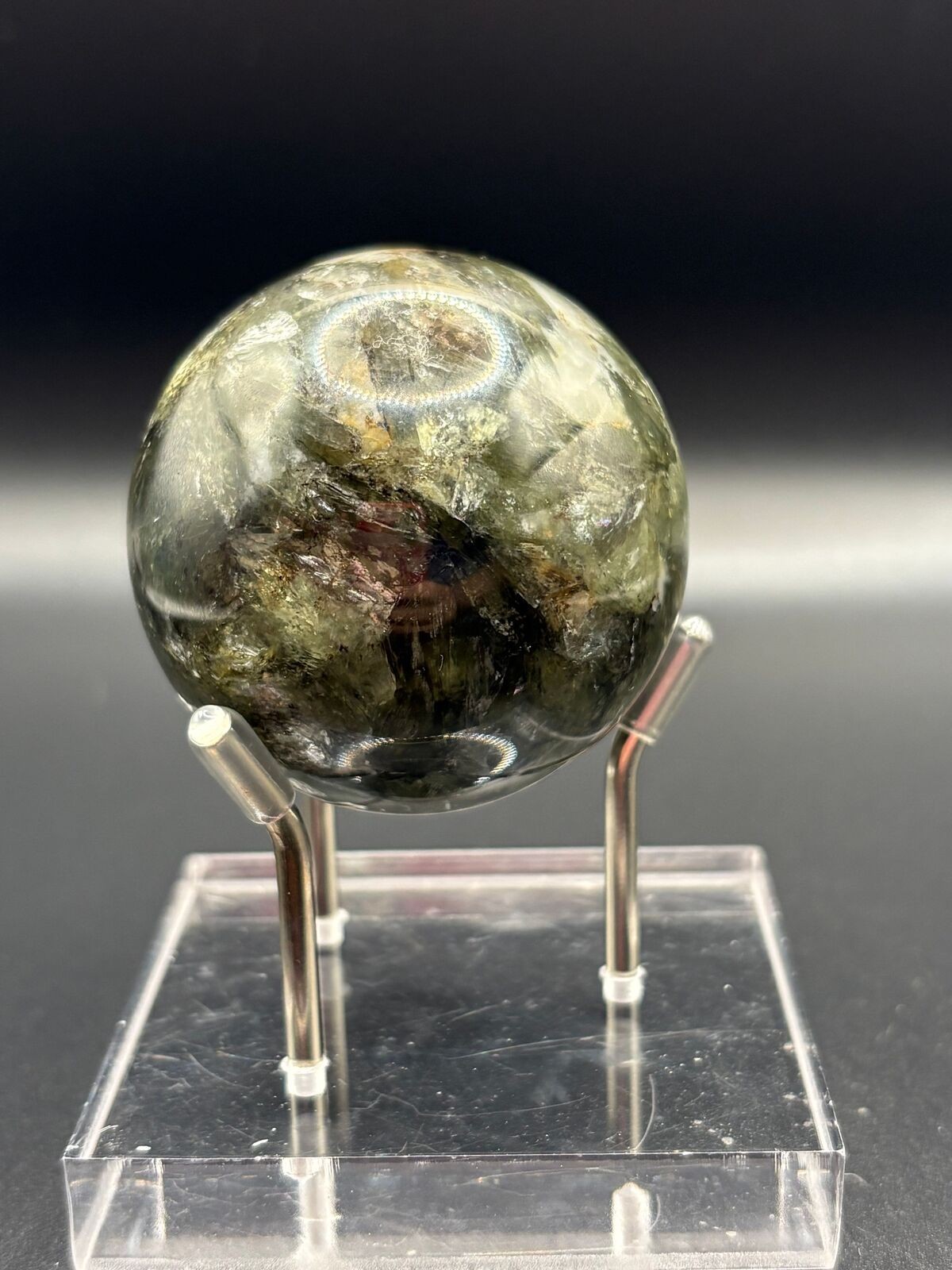 S22 – Prehnite and Rutile Sphere 48mm