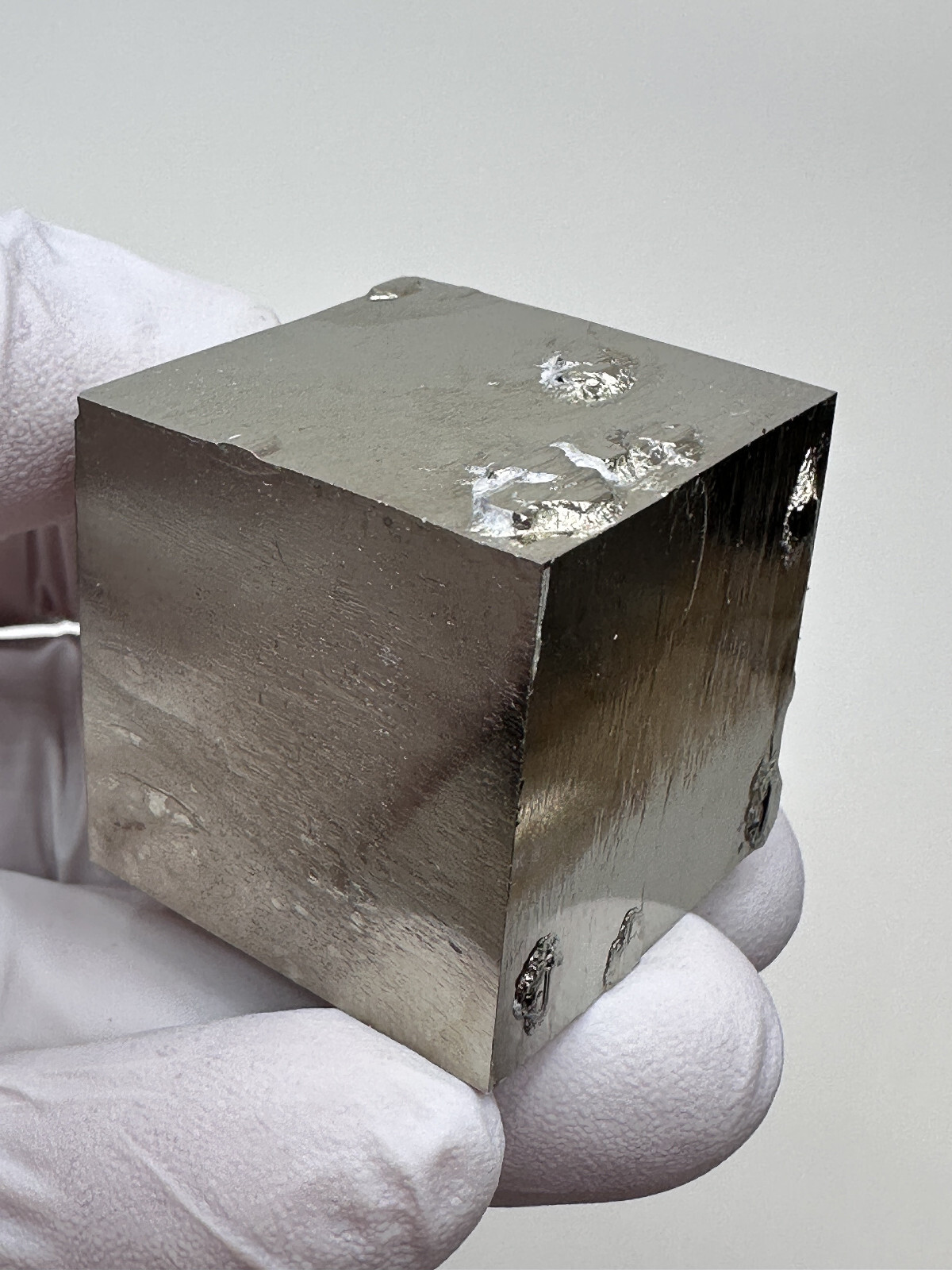 MIRROR SHINE__Beautiful Lusterous 1 1/4” Pyrite Cube__Navajun Mine, Spain