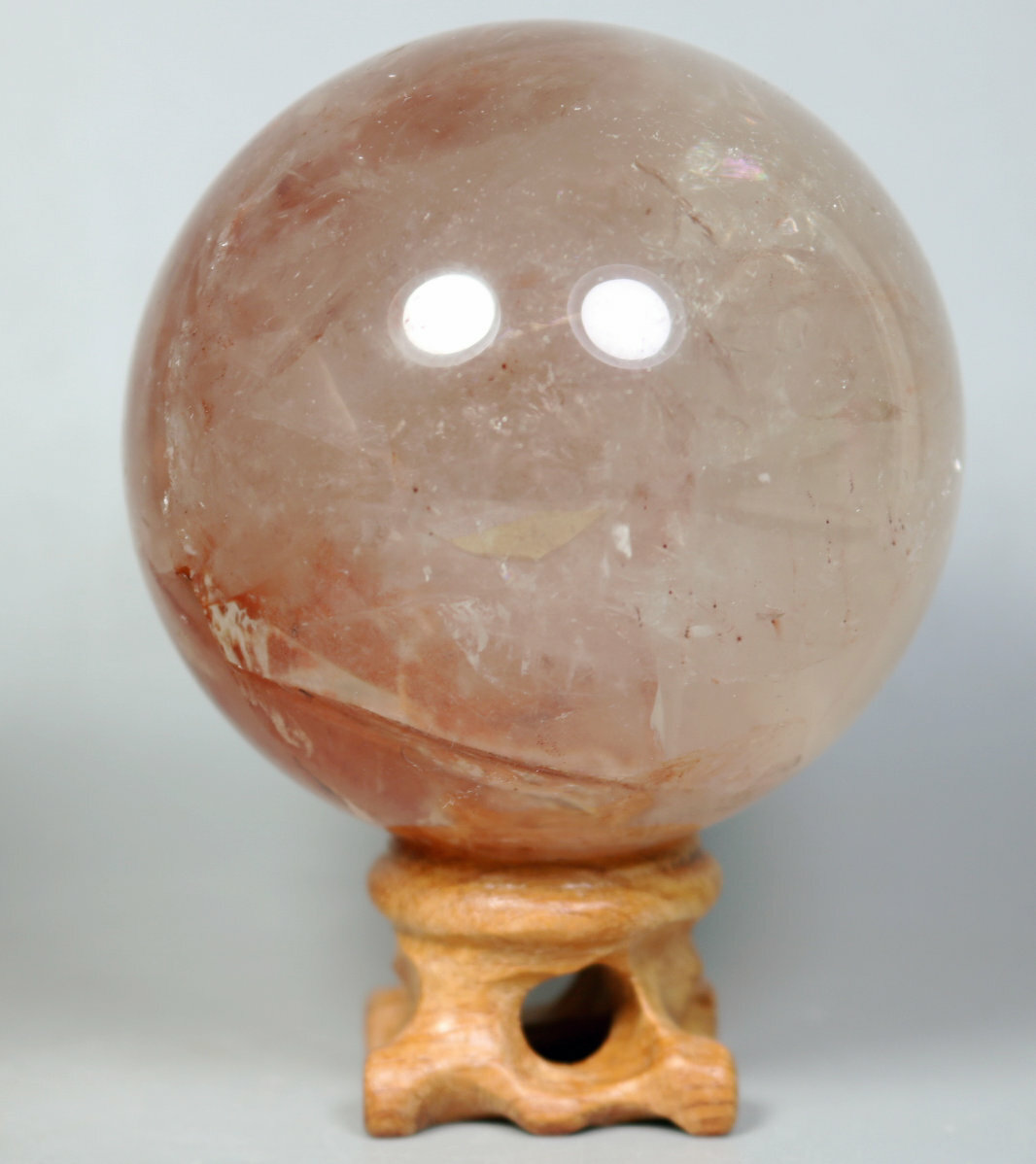 Natural RED FIRE QUARTZ Hematoid Crystal PHANTOM MULTI INCLUSIONS Sphere / Stand