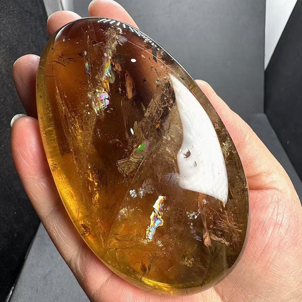 352g Natural Citrine Quartz Carved Palm Polished Crystal Reiki Healing