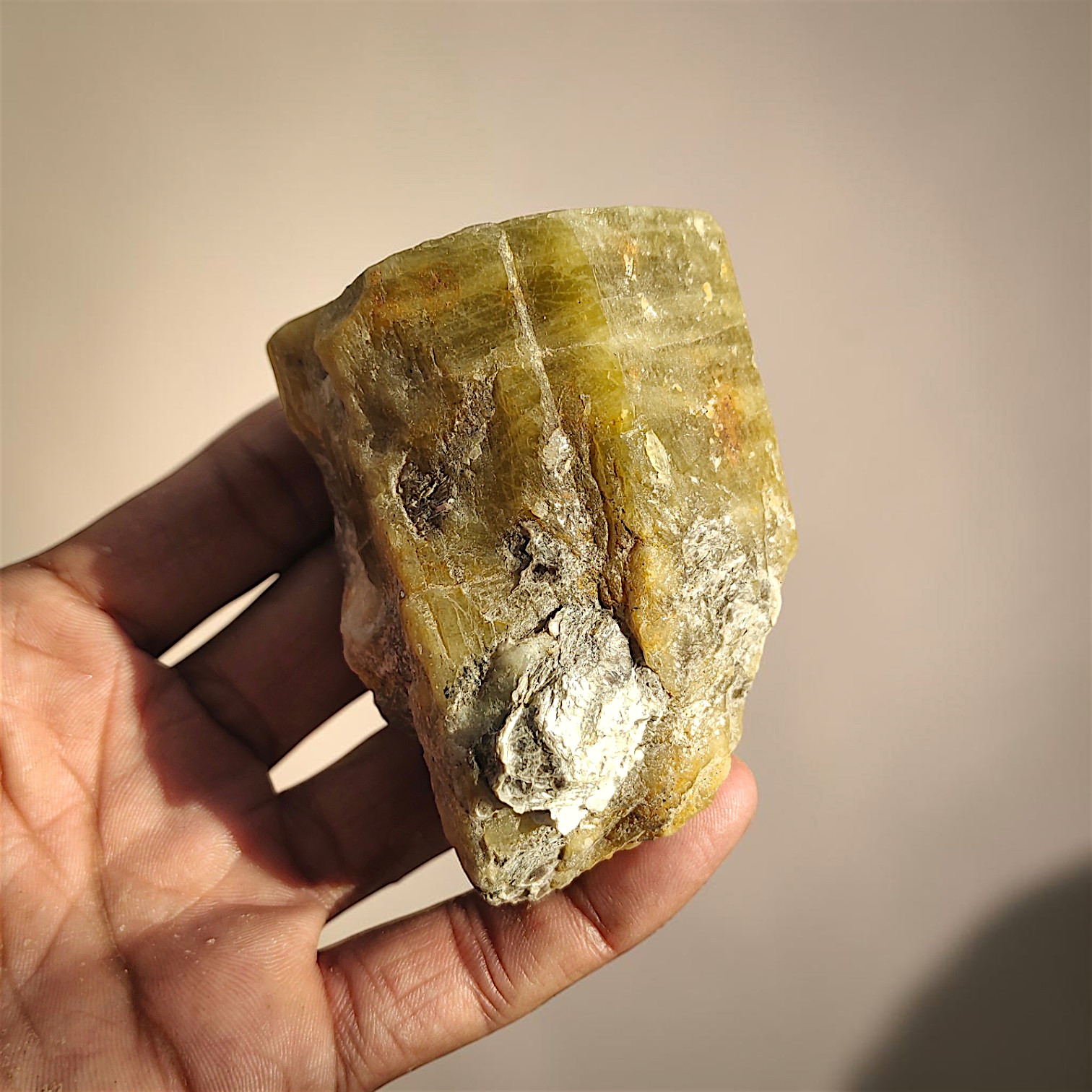 297g Natural Rough Heliodor Beryl Crystal Mineral Specimen Yellow Beryl India