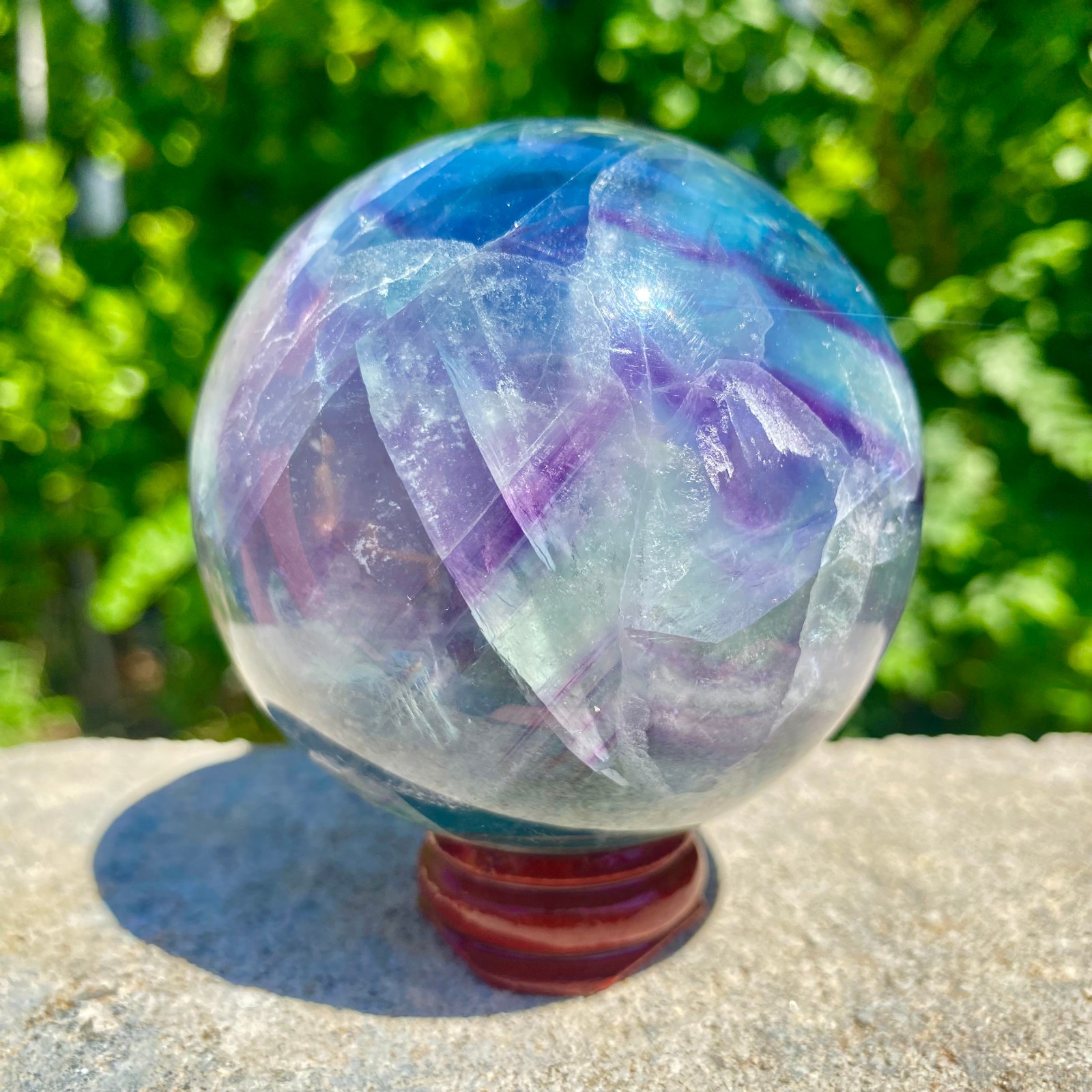 1.24LB natural Green fluorite ball quartz crystal Sphere Reiki energy healing