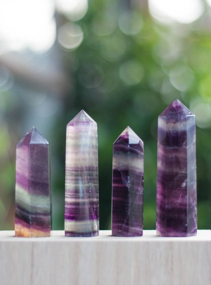 3.15″-3.54″ Natural Rainbow Fluorite Crystal Tower Healing Reiki Crystal Obelisk