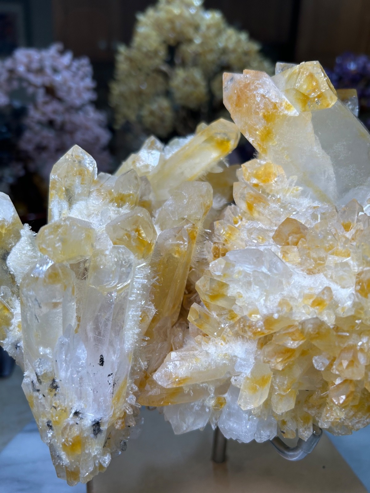Mango Quartz Specimen Freeform on custom acrylic stand big