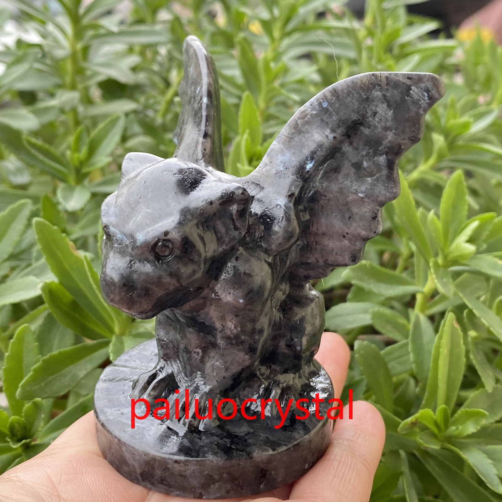 200g+ 1pc Natural Specctrolite Gargoyle Quartz Crystal Skull Carved Figurines 3″