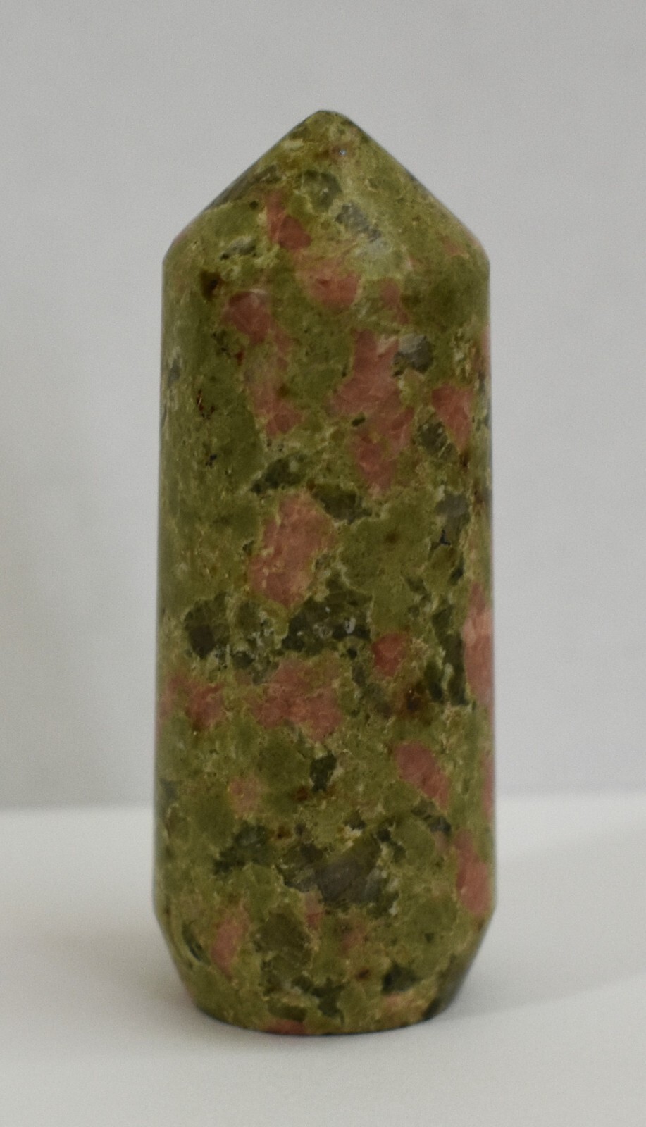 Unakite Tower Natural Green Pink North Carolina USA Olivine Crystals Hand Craved