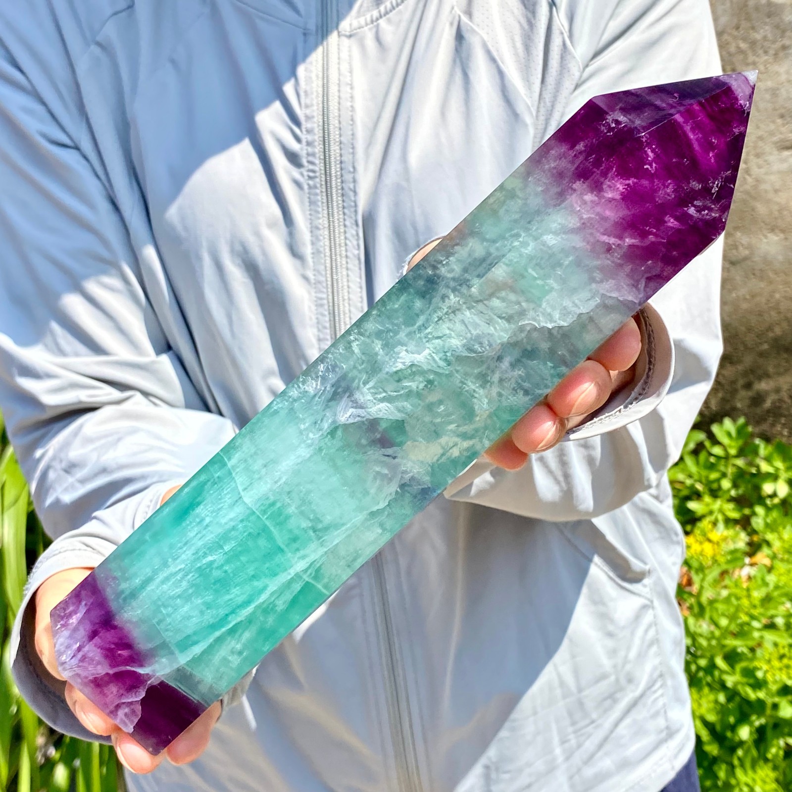 3.28LB Natural Fluorite Crystal Column Magic Wand Obelisk Point Earth Healing