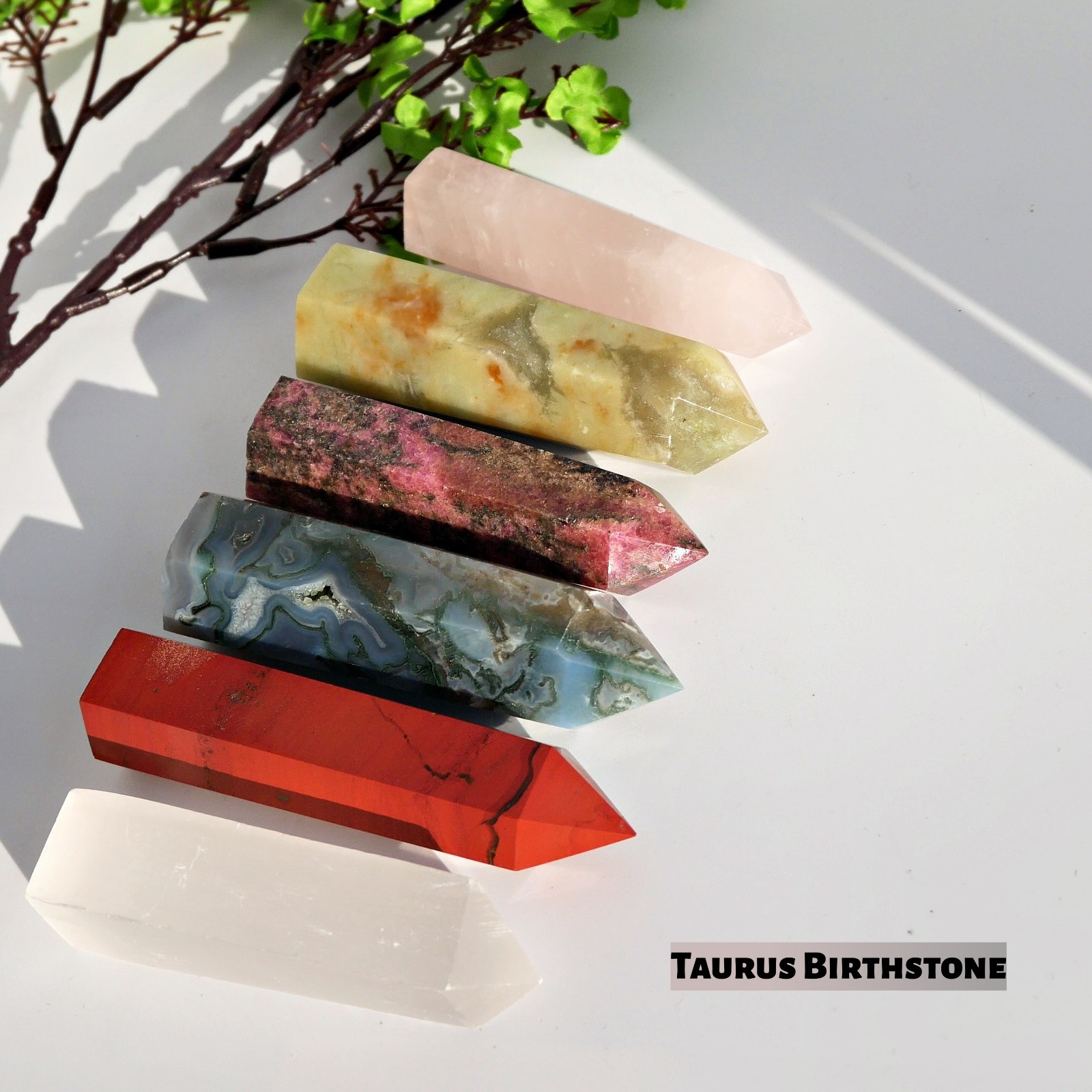 6X Taurus Birthstone Crystal Point Set Healing Stones Zodiac April May Birthday